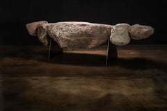 Sculptural Stone & Metal Art Bench by William Stuart for Costantini, Fortezza