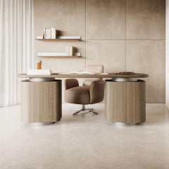 Sculptural Stone Desk in Wood with Organic Form, Handmade by Stylish Club