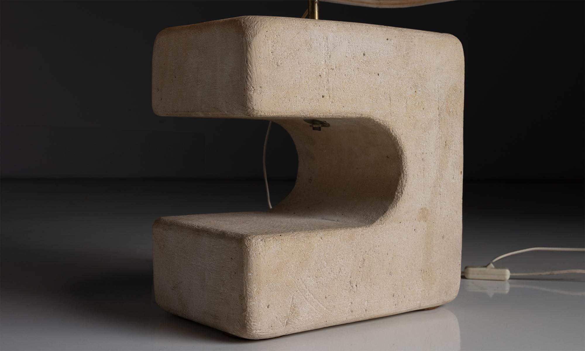 French Sculptural Stone Lamp, France circa 1960
