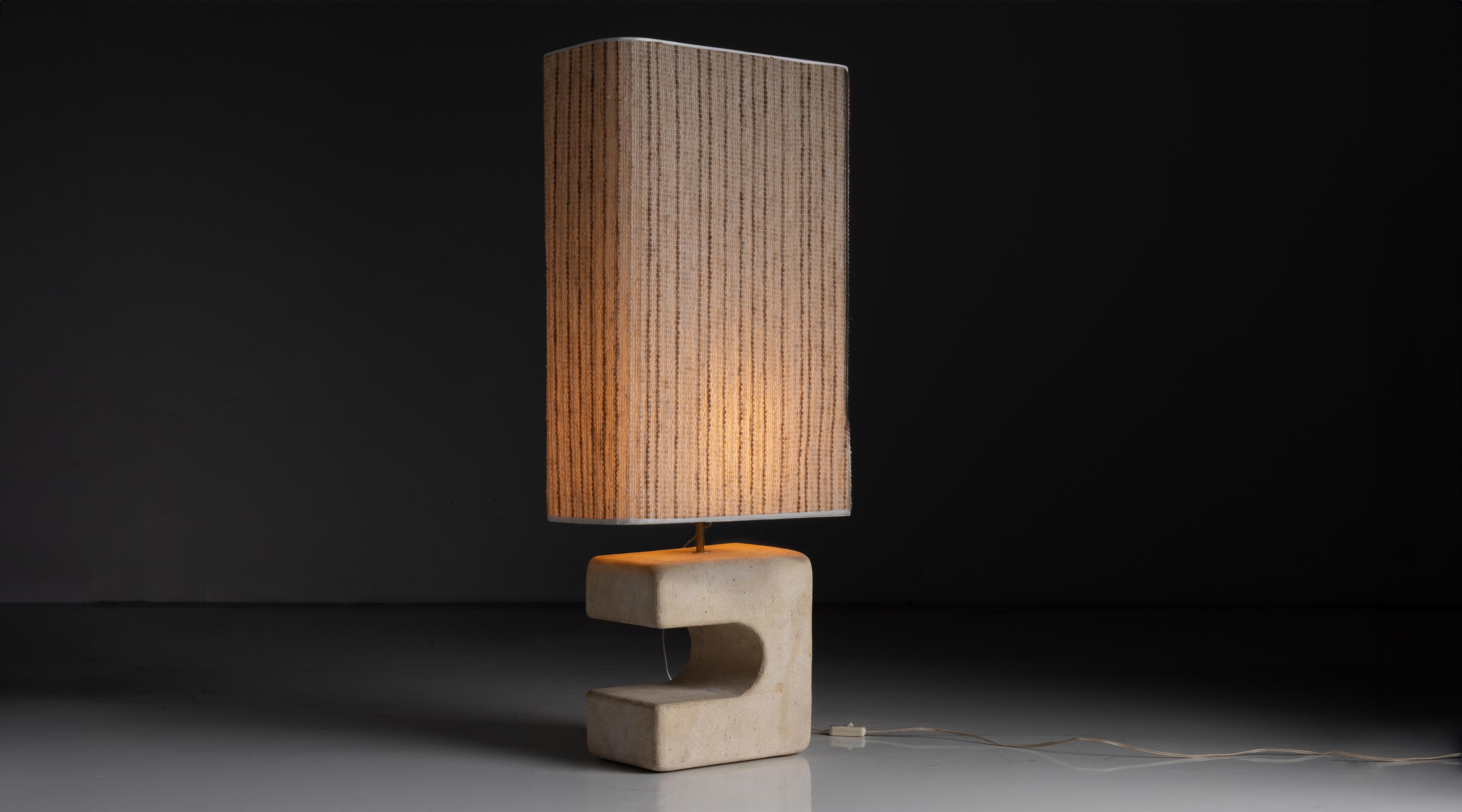 Sculptural Stone Lamp

France circa 1960

Stone lamp base with woven linen shade.

18”w x 9”d x 41”h