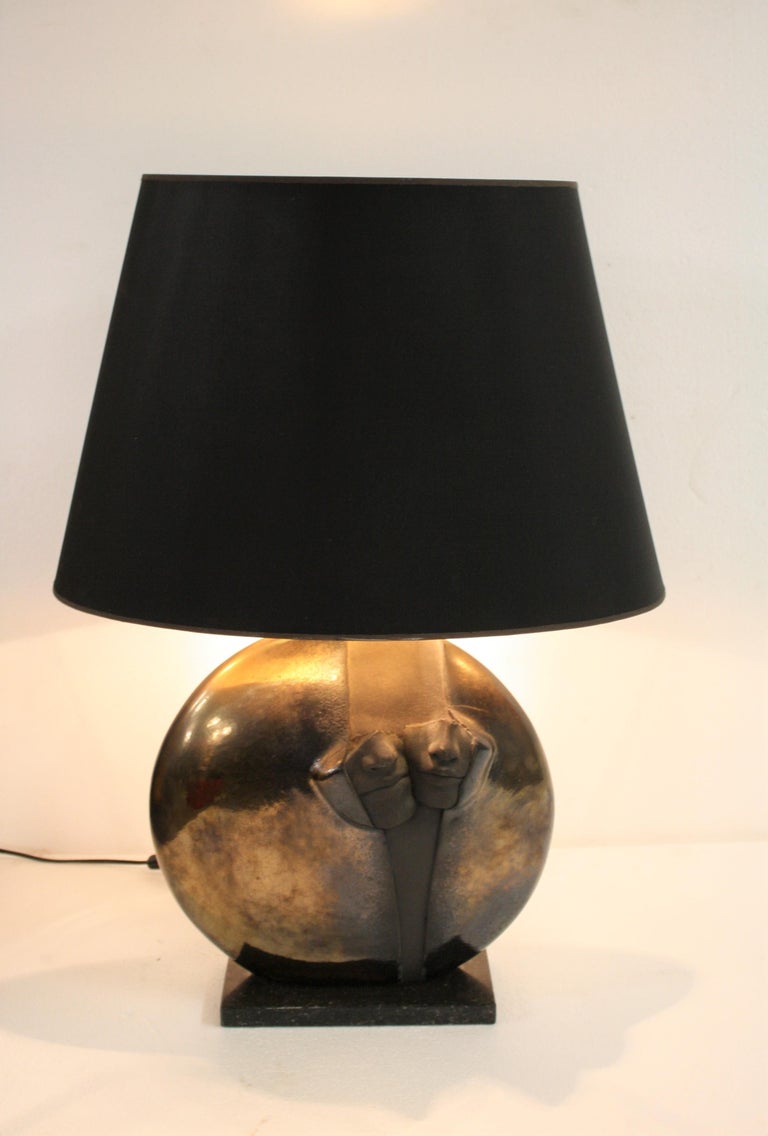 Mid-Century Modern Sculptural Stone Table Lamp, 1970s For Sale