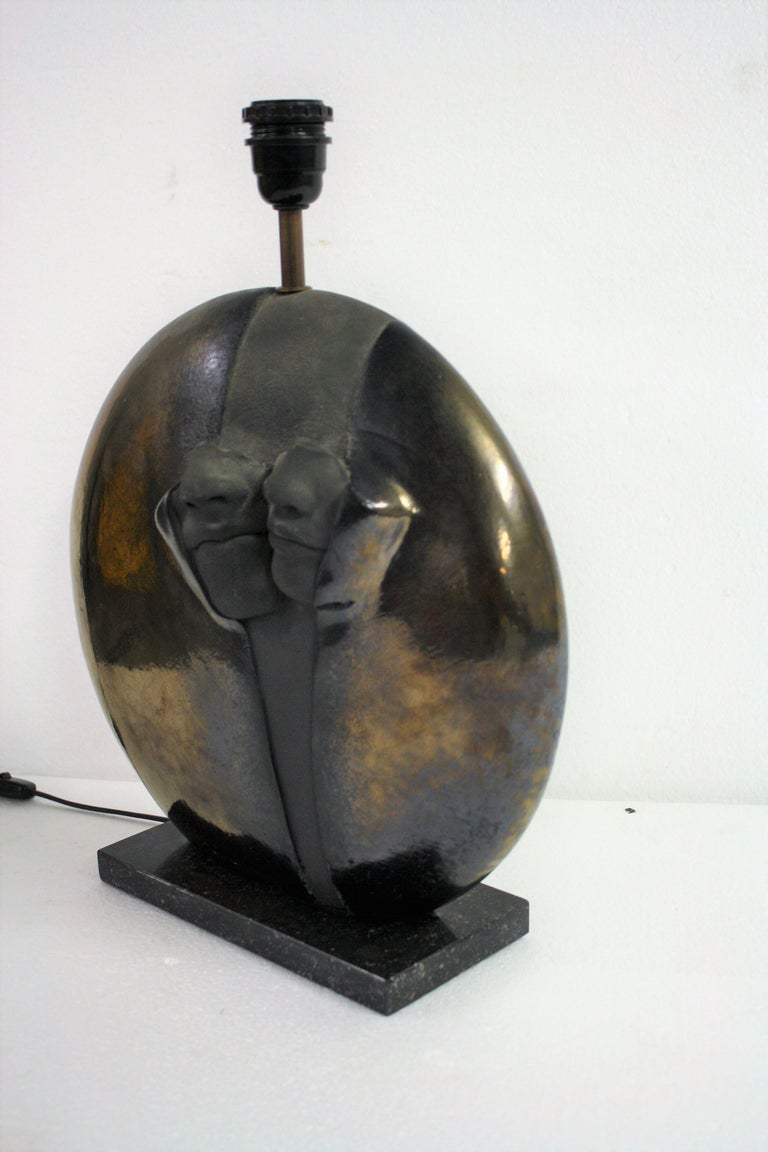 Late 20th Century Sculptural Stone Table Lamp, 1970s For Sale