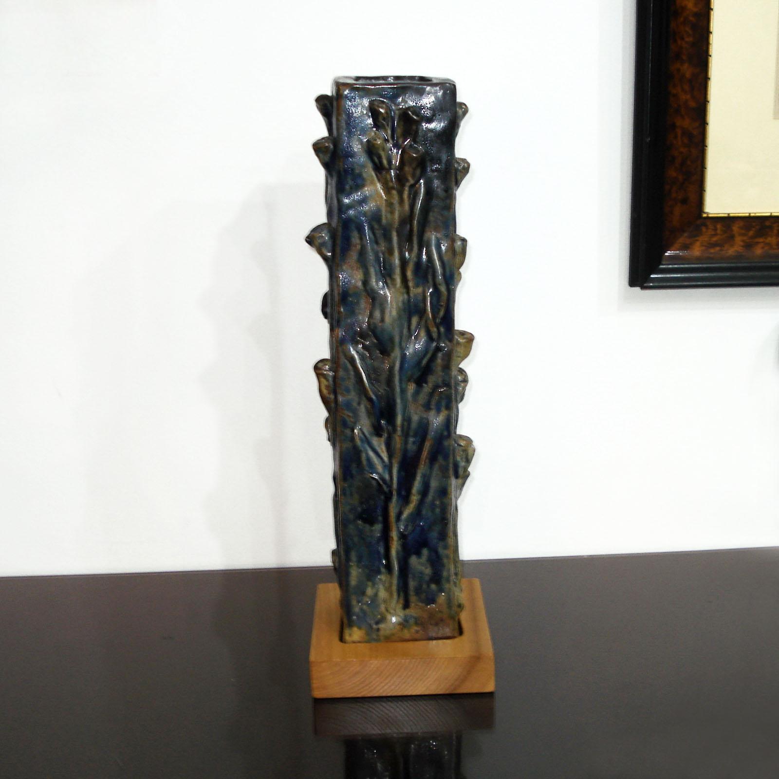 Mid-Century Modern Sculptural Stoneware Scandinavian Vase For Sale