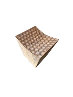 Sculptural Stool Carved from Solid Mango Wood Modern Organic