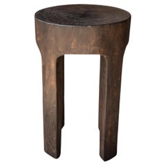 Sculptural Stool Carved from Solid Mango Wood Modern Organic