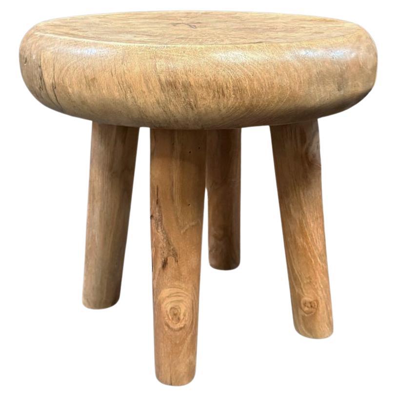 Taburete Escultural Tallado en Madera Maciza de Mango Moderno Orgánico en venta
