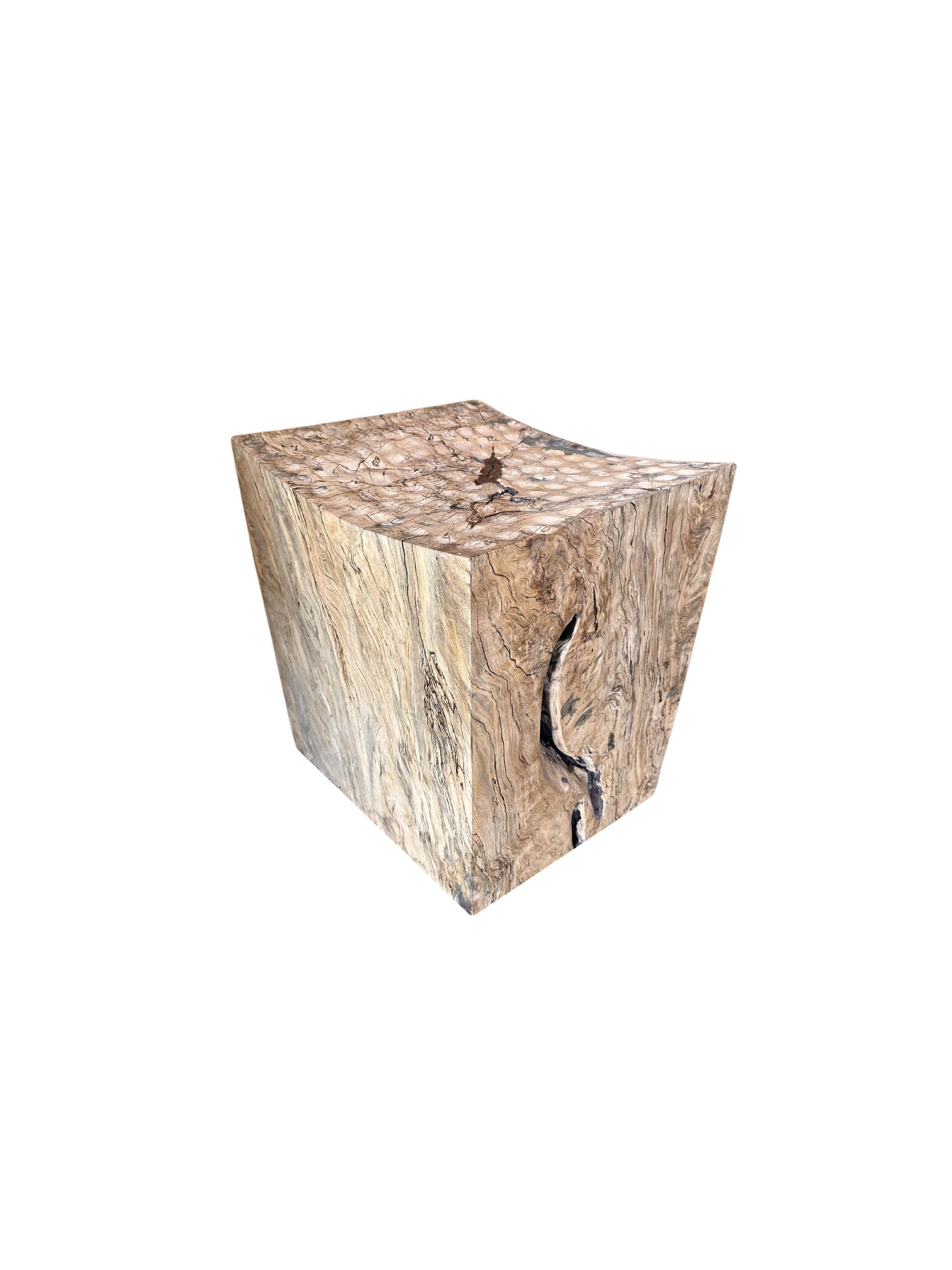Sculptural Stool Carved from Solid Tamarind Wood Modern Organic In New Condition For Sale In Jimbaran, Bali