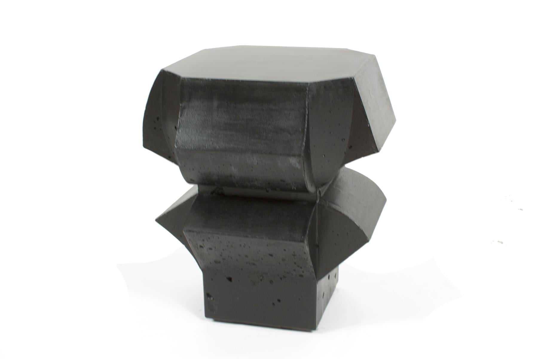 Modern Sculptural Stool/End Tables in Black Cast Concrete by Nico Yektai For Sale