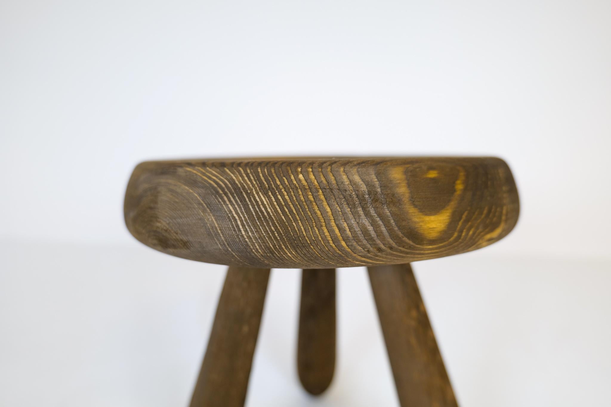 Late 20th Century Sculptural Stool in Stained Pine, Attributed to Ingvar Hildingsson, Sweden 1970s For Sale