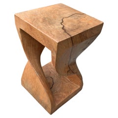 Sculptural Stool / Side Table Carved from Solid Mango Wood Modern Organic