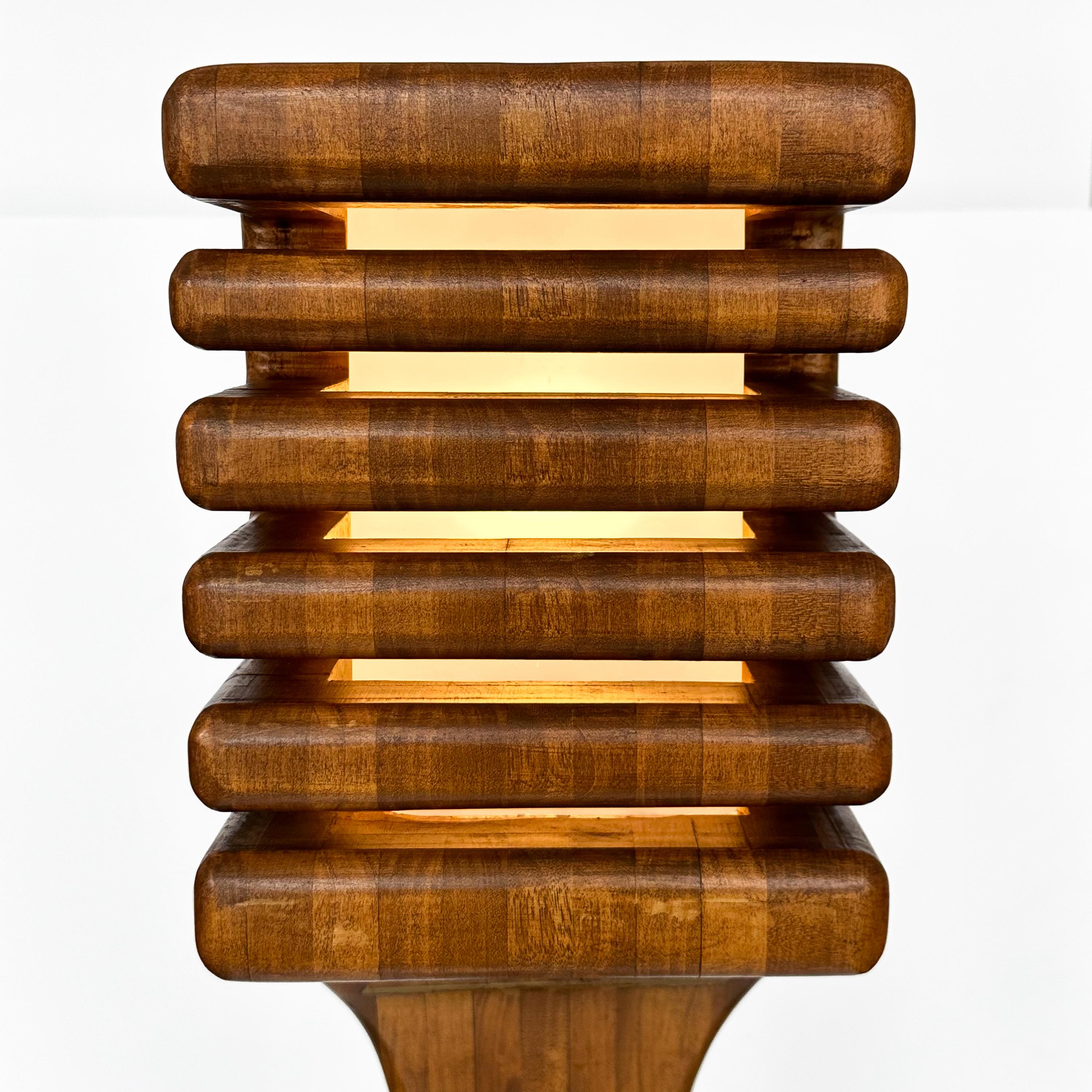 Sculptural Studio Craft Carved Wood Floor Lamp For Sale 4