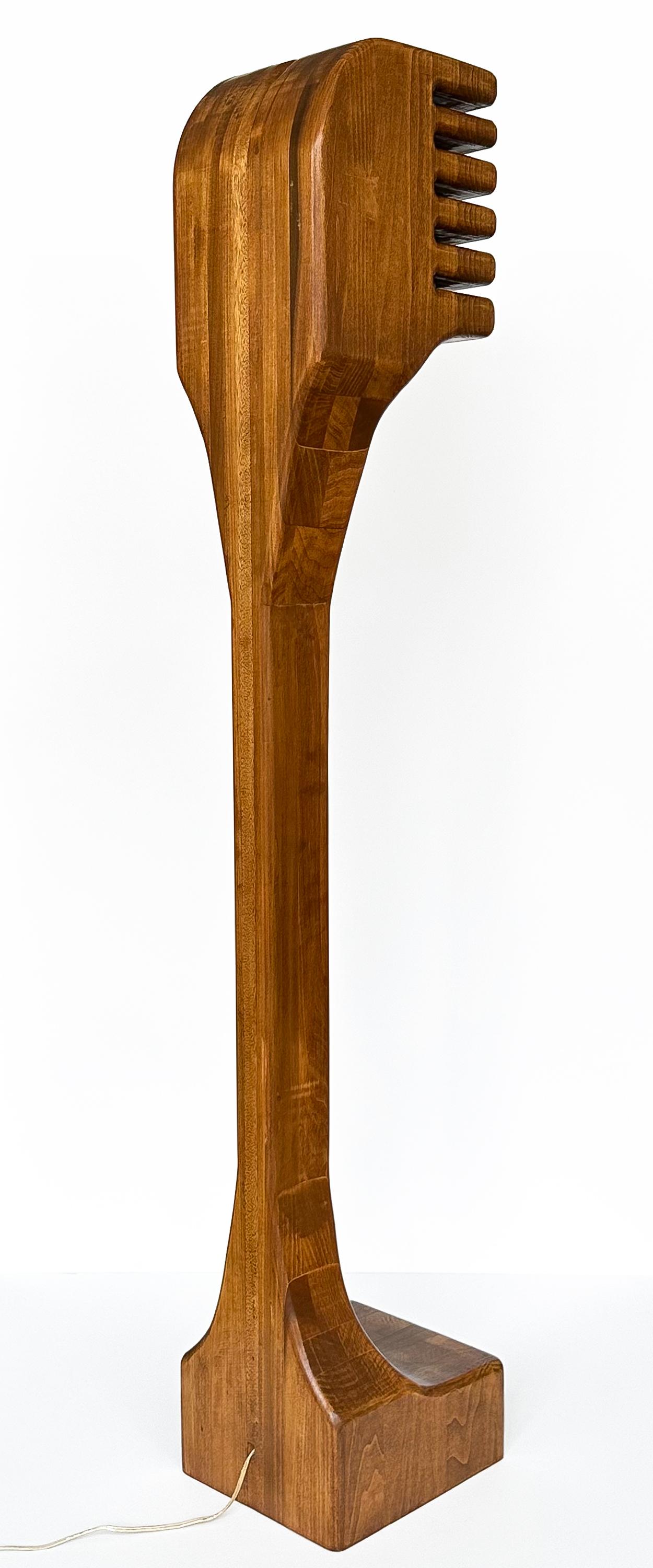 Sculptural Studio Craft Carved Wood Floor Lamp For Sale 2