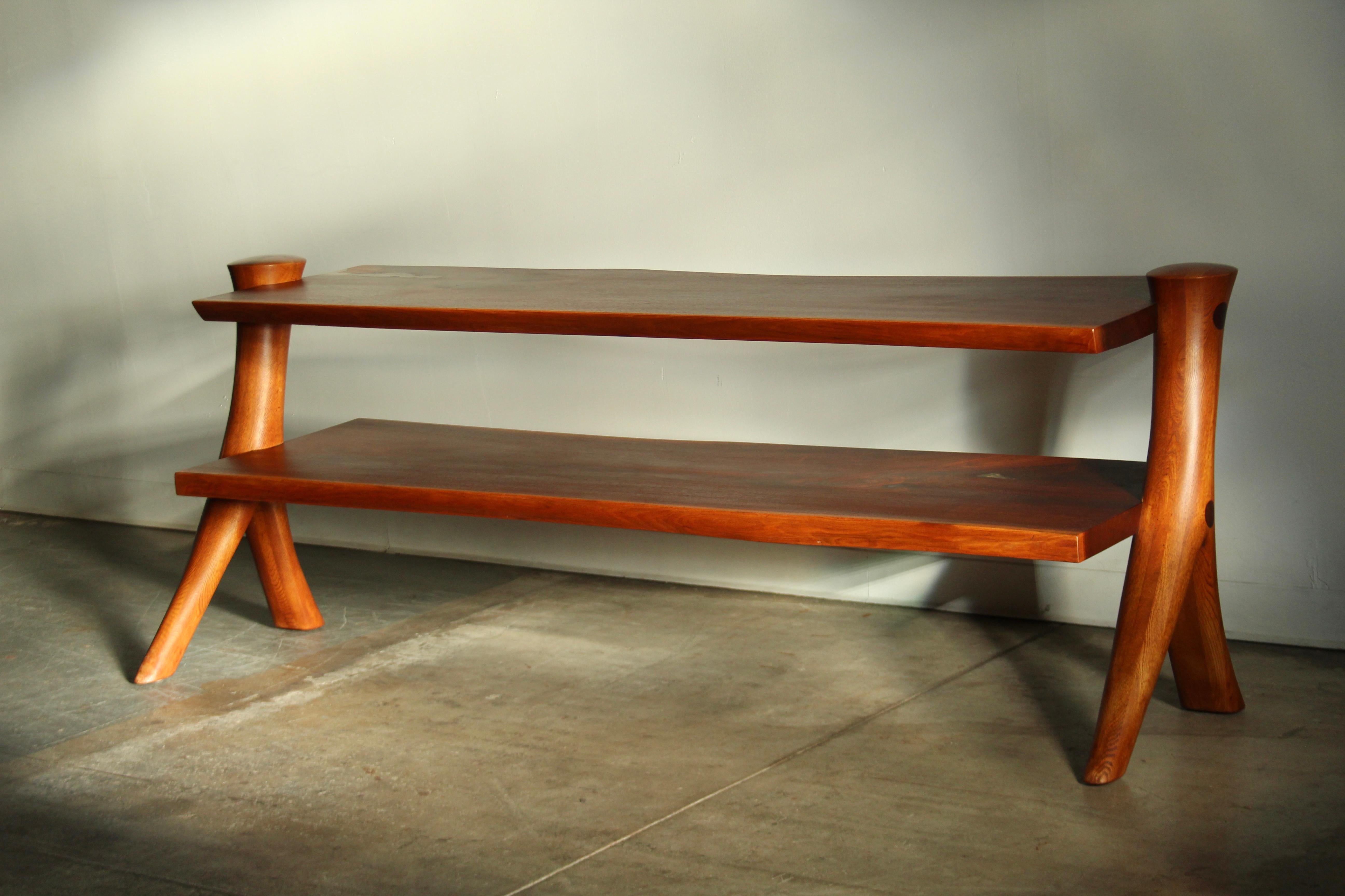 Sculptural Studio Craft Walnut Console by Gary Ambrose, 1984 For Sale 11