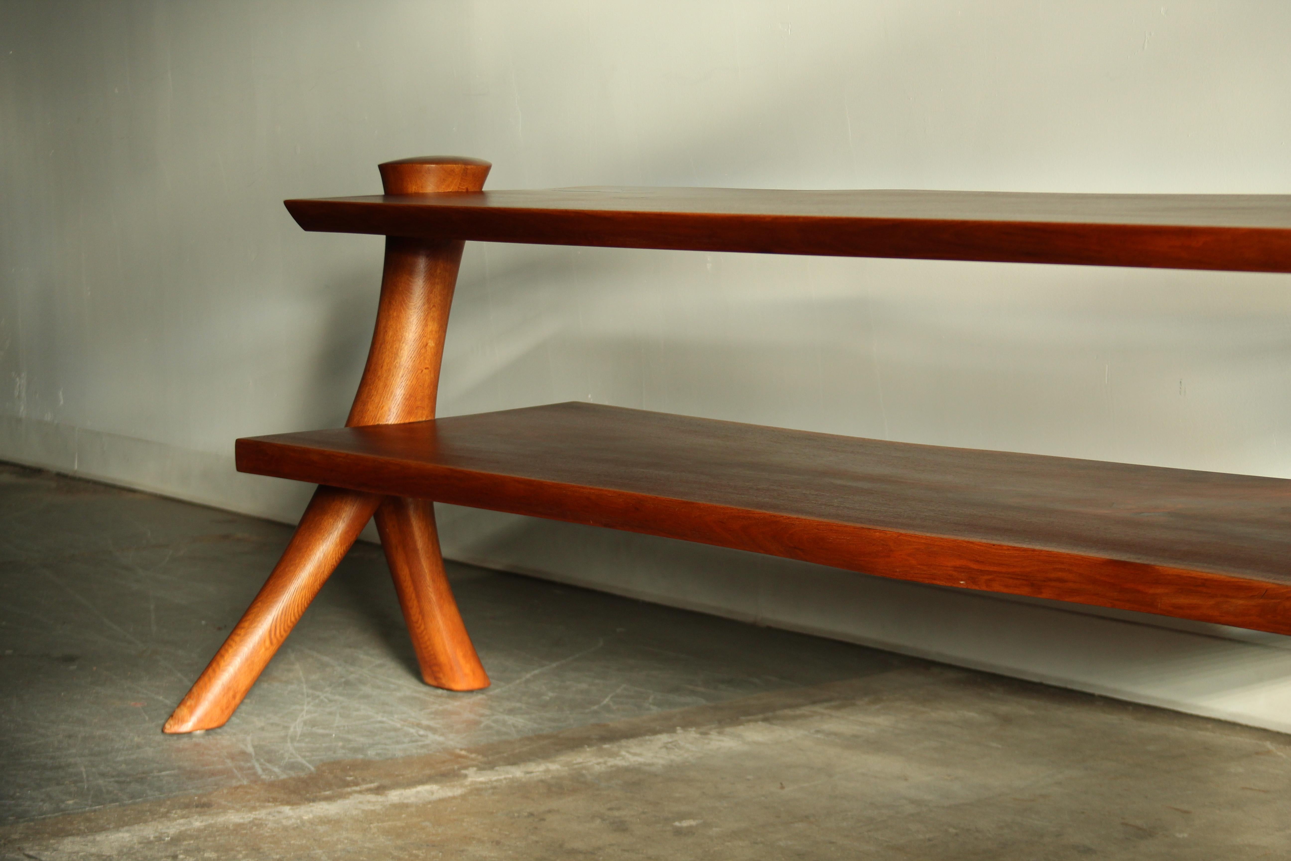 Organic Modern Sculptural Studio Craft Walnut Console by Gary Ambrose, 1984 For Sale