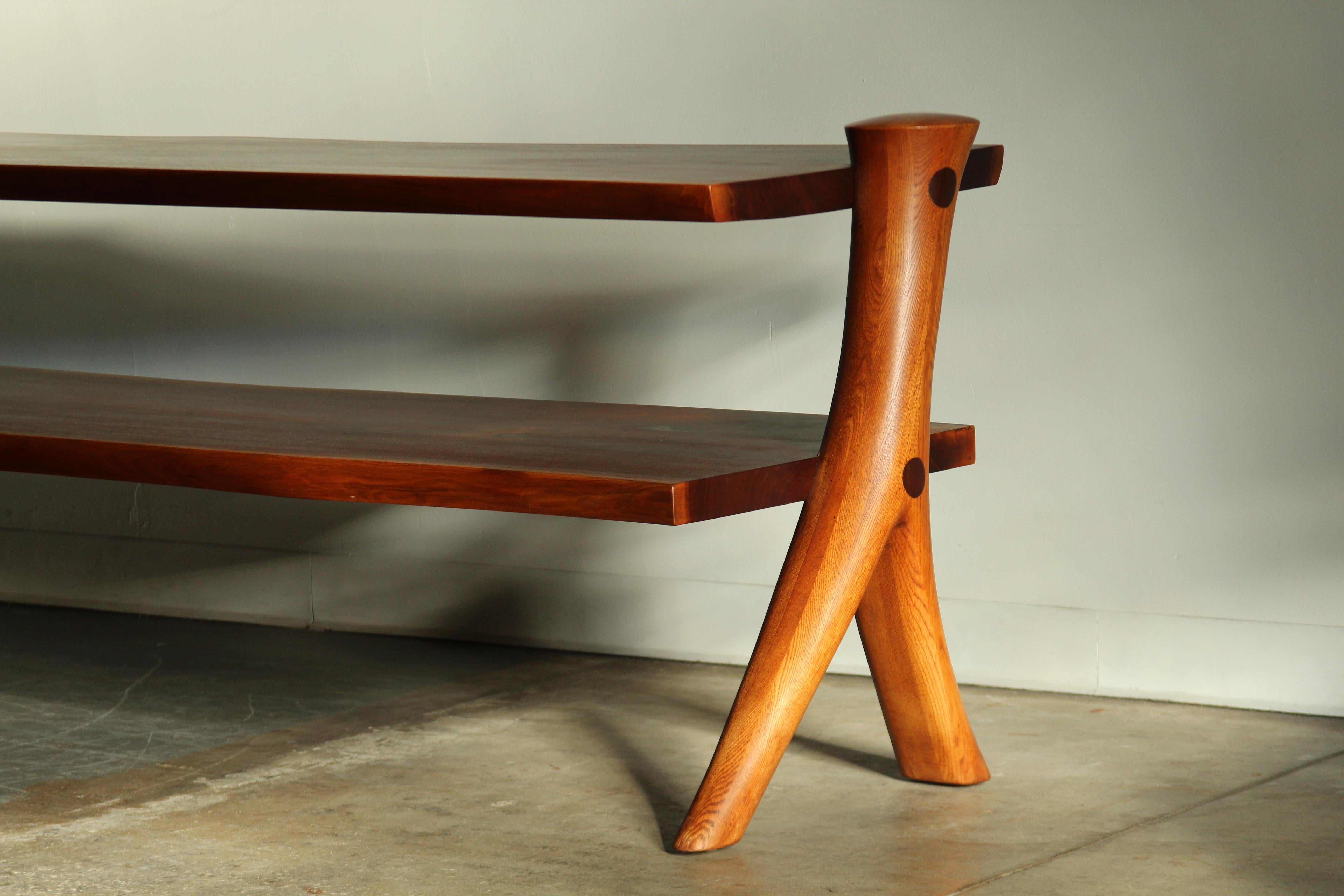 American Sculptural Studio Craft Walnut Console by Gary Ambrose, 1984 For Sale