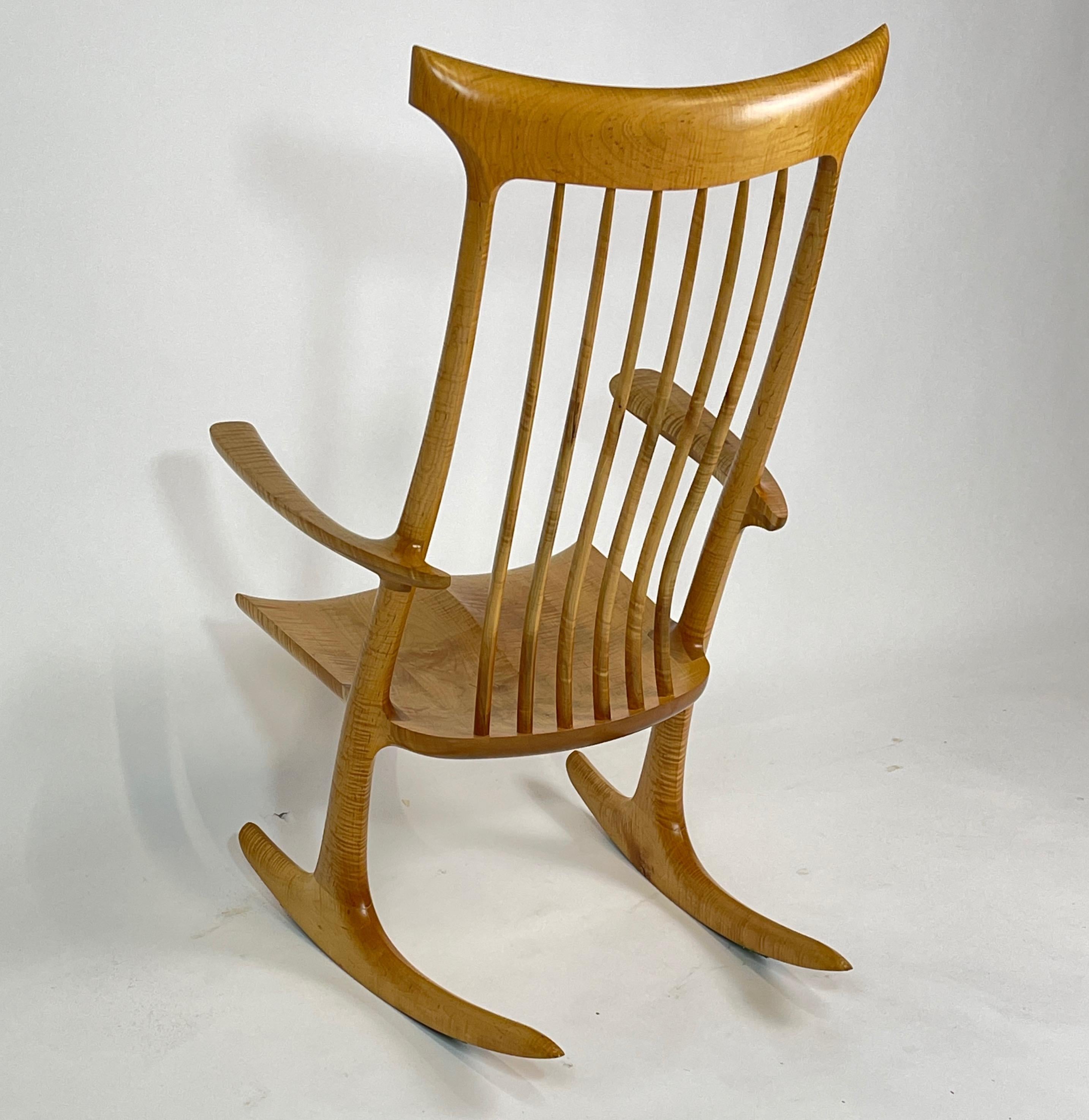 Sculptural Studio Handcrafted Rocker Rocking Chair in Curly Maple 3