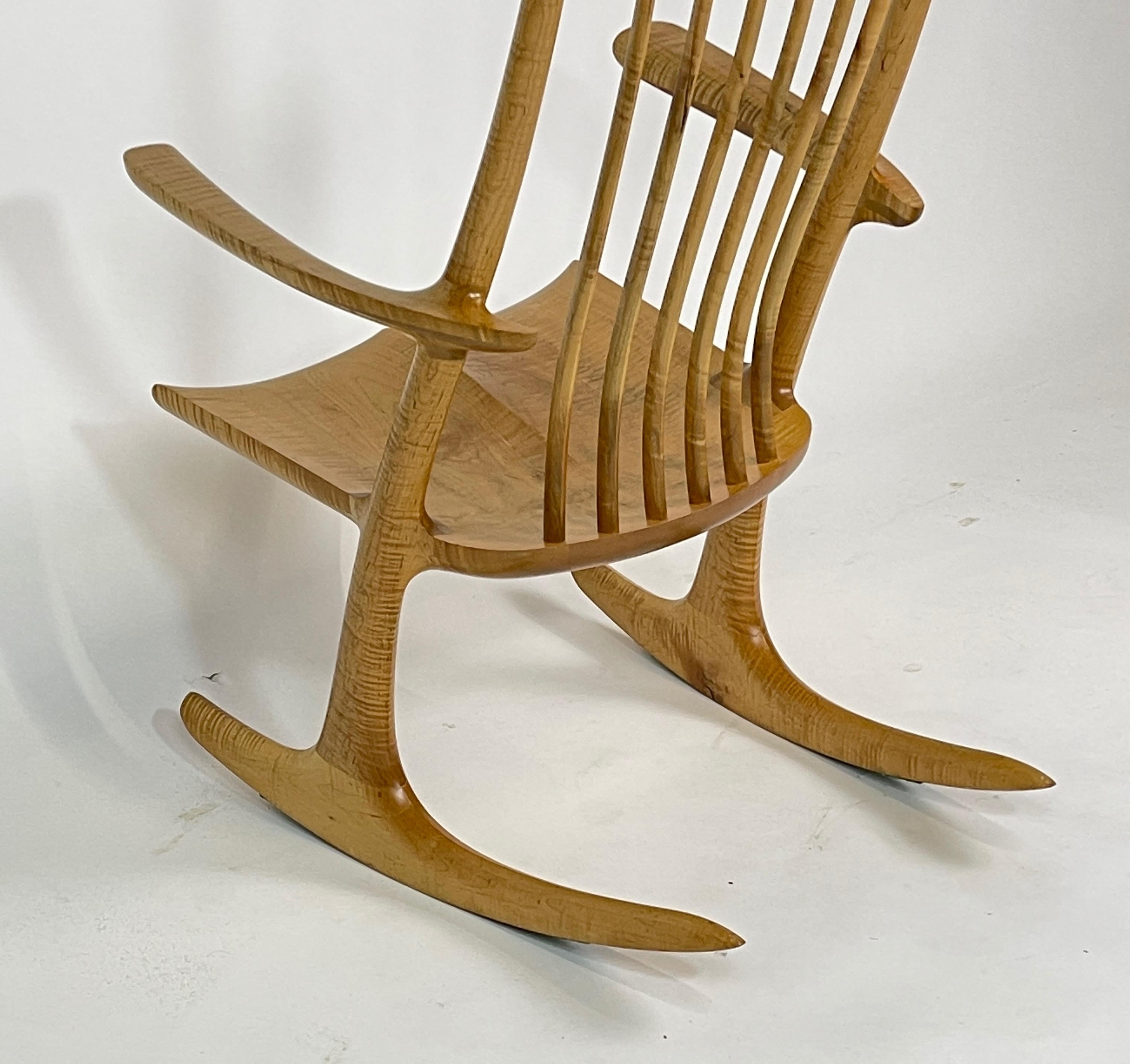 Sculptural Studio Handcrafted Rocker Rocking Chair in Curly Maple 4
