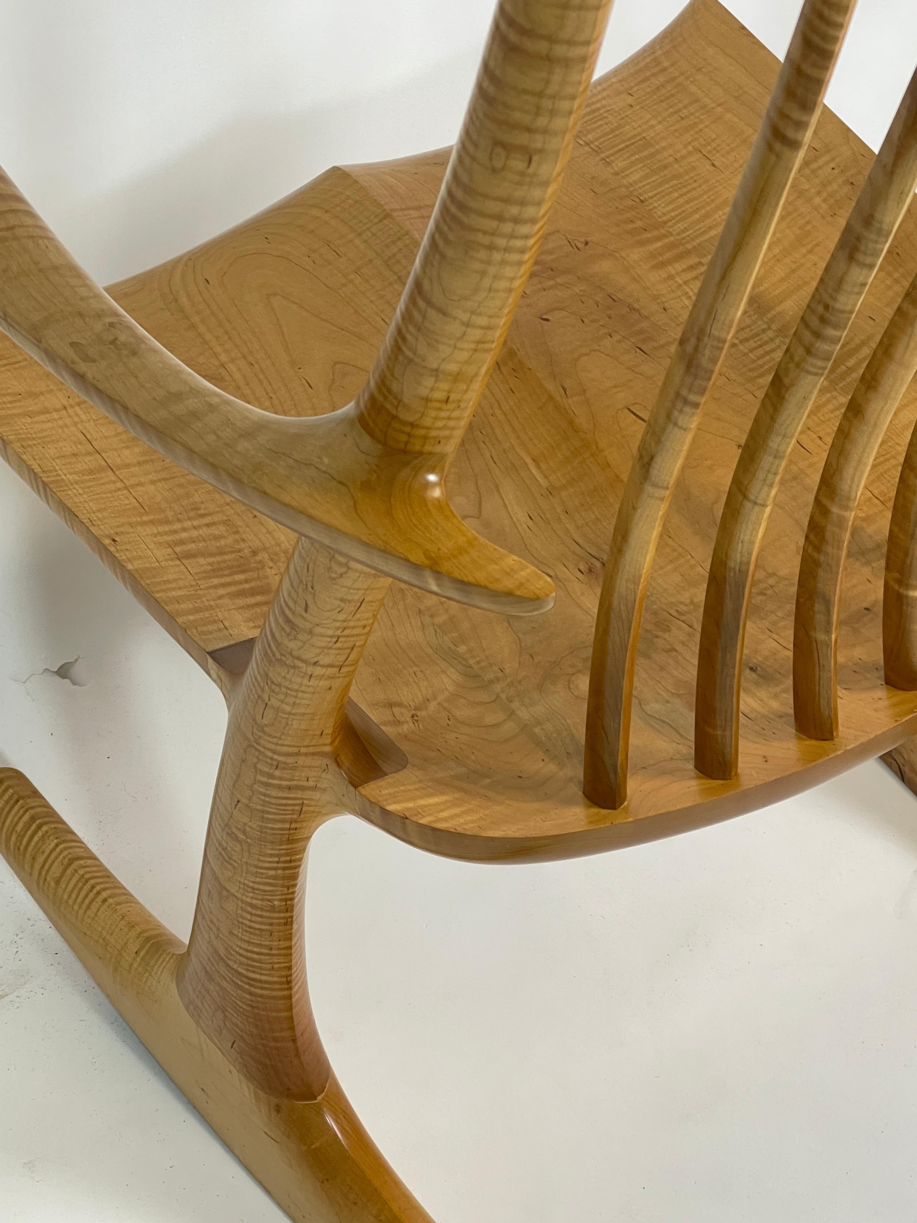 Sculptural Studio Handcrafted Rocker Rocking Chair in Curly Maple 5