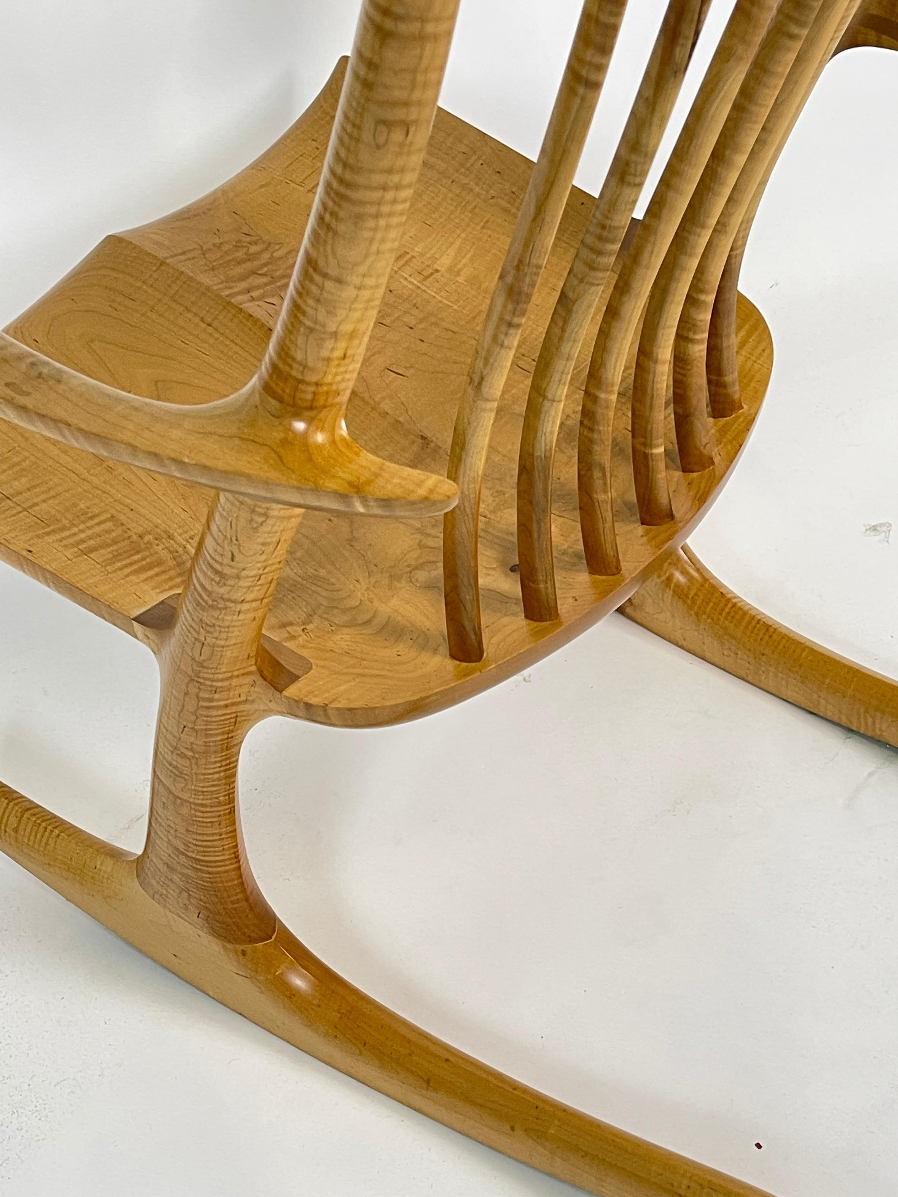 Sculptural Studio Handcrafted Rocker Rocking Chair in Curly Maple 6