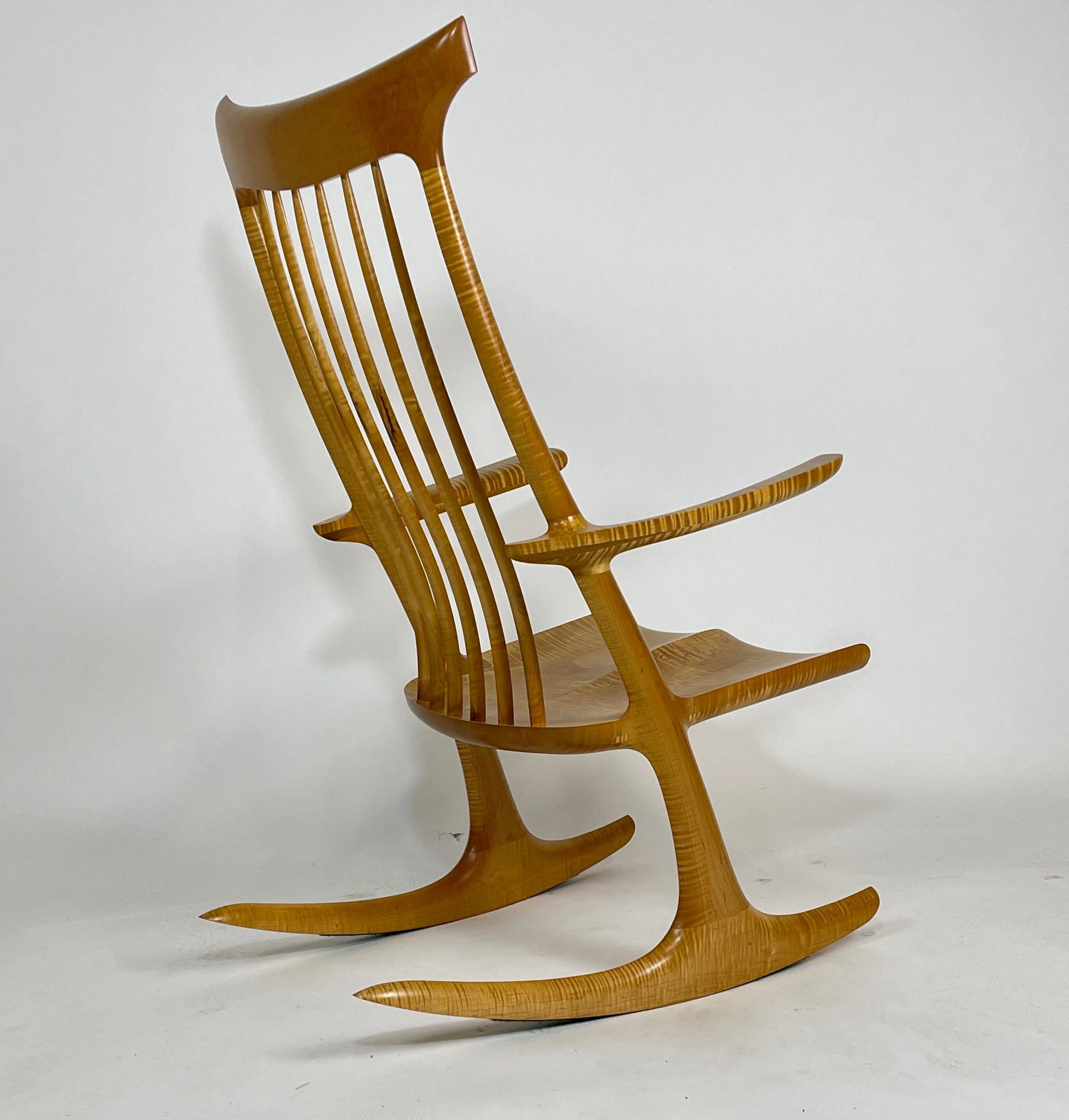 Sculptural Studio Handcrafted Rocker Rocking Chair in Curly Maple 1
