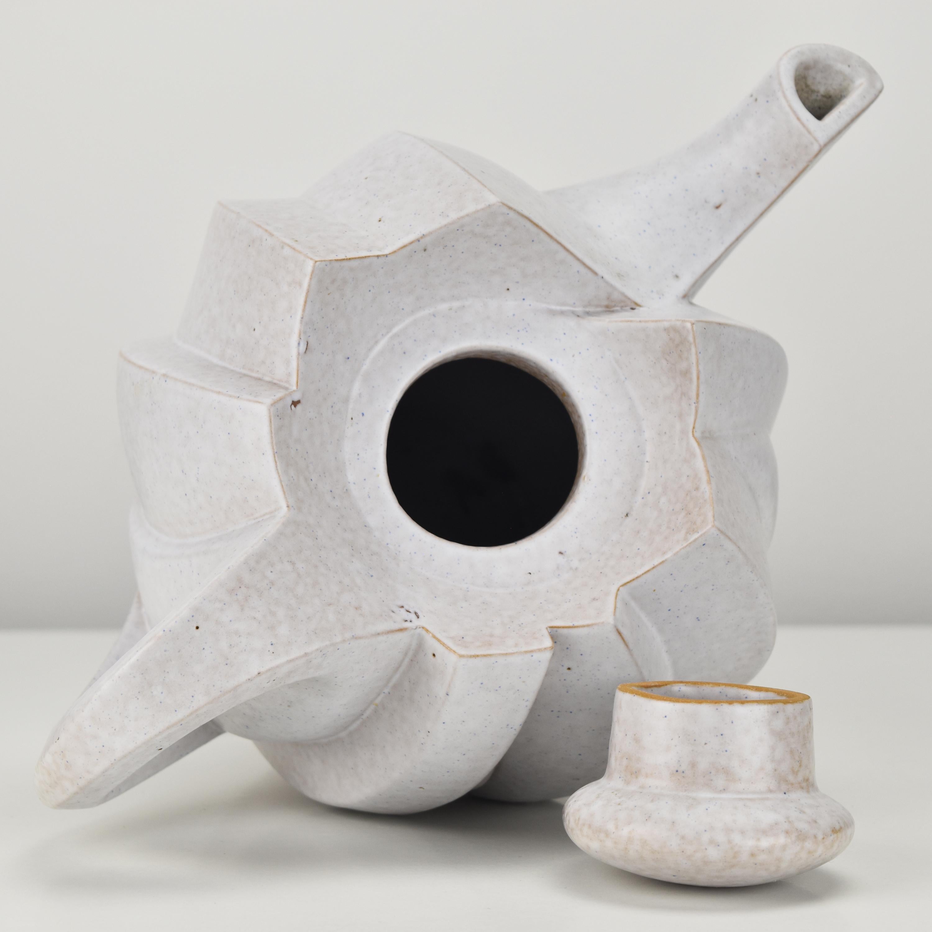 Sculptural Studio Pottery Ceramic Tea Coffee Pot Signed Memphis Mid Century For Sale 1