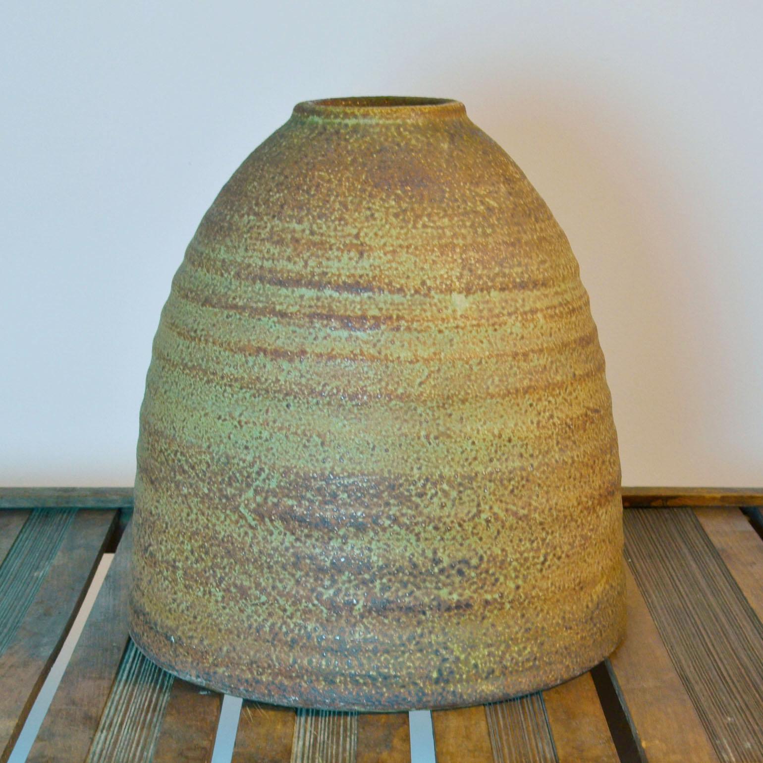 Late 20th Century Sculptural Studio Pottery Vase in Earth Tones and Beehive Shape by Piet Knepper  For Sale