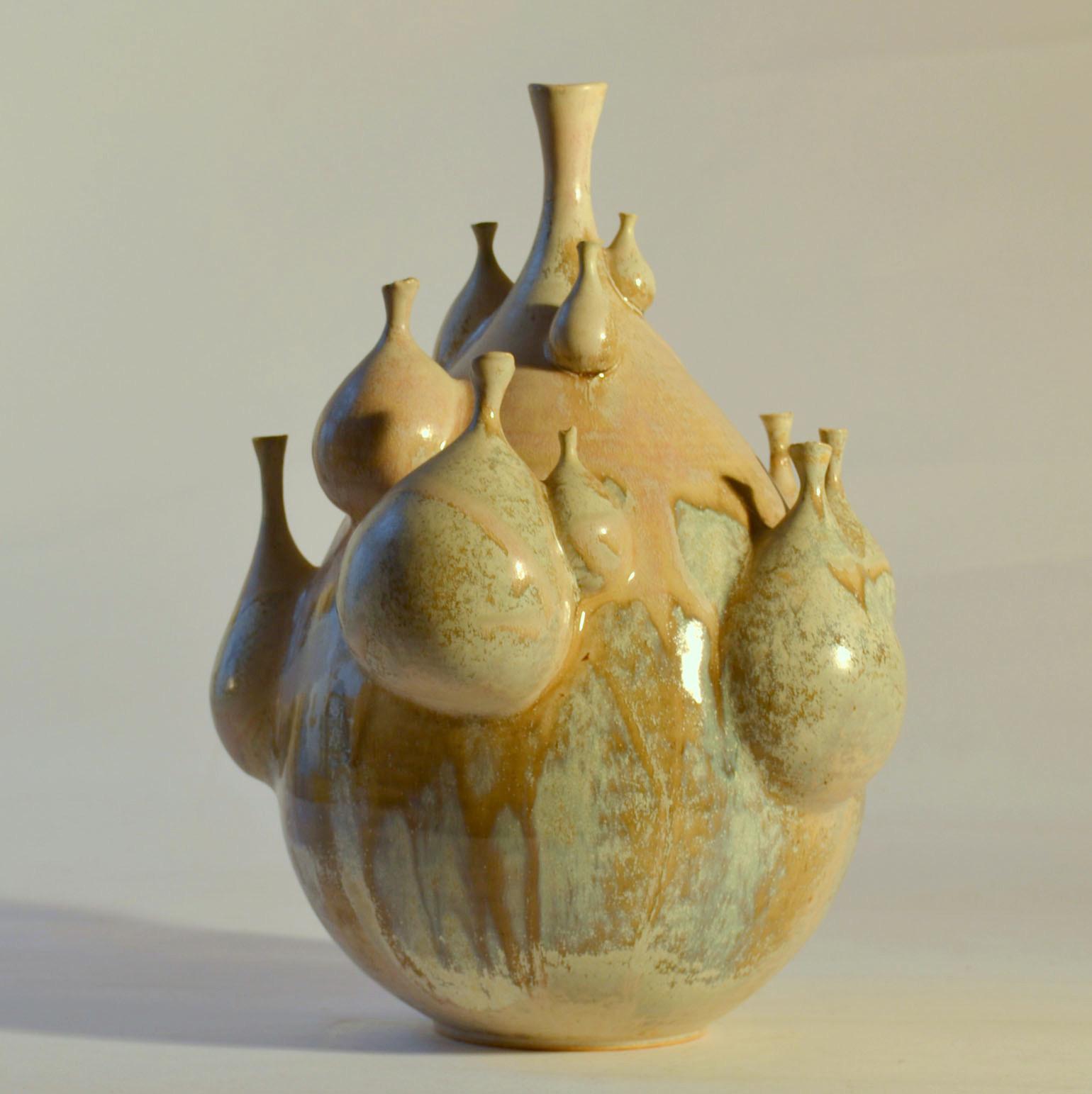 German Sculptural Studio Pottery Vase with by M. Fisher