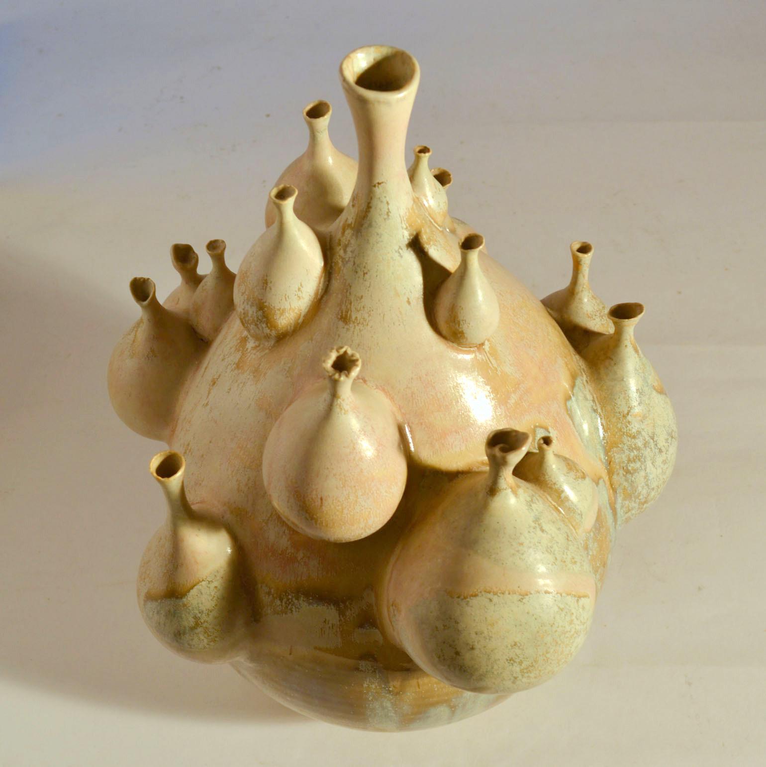 Hand-Crafted Sculptural Studio Pottery Vase with by M. Fisher