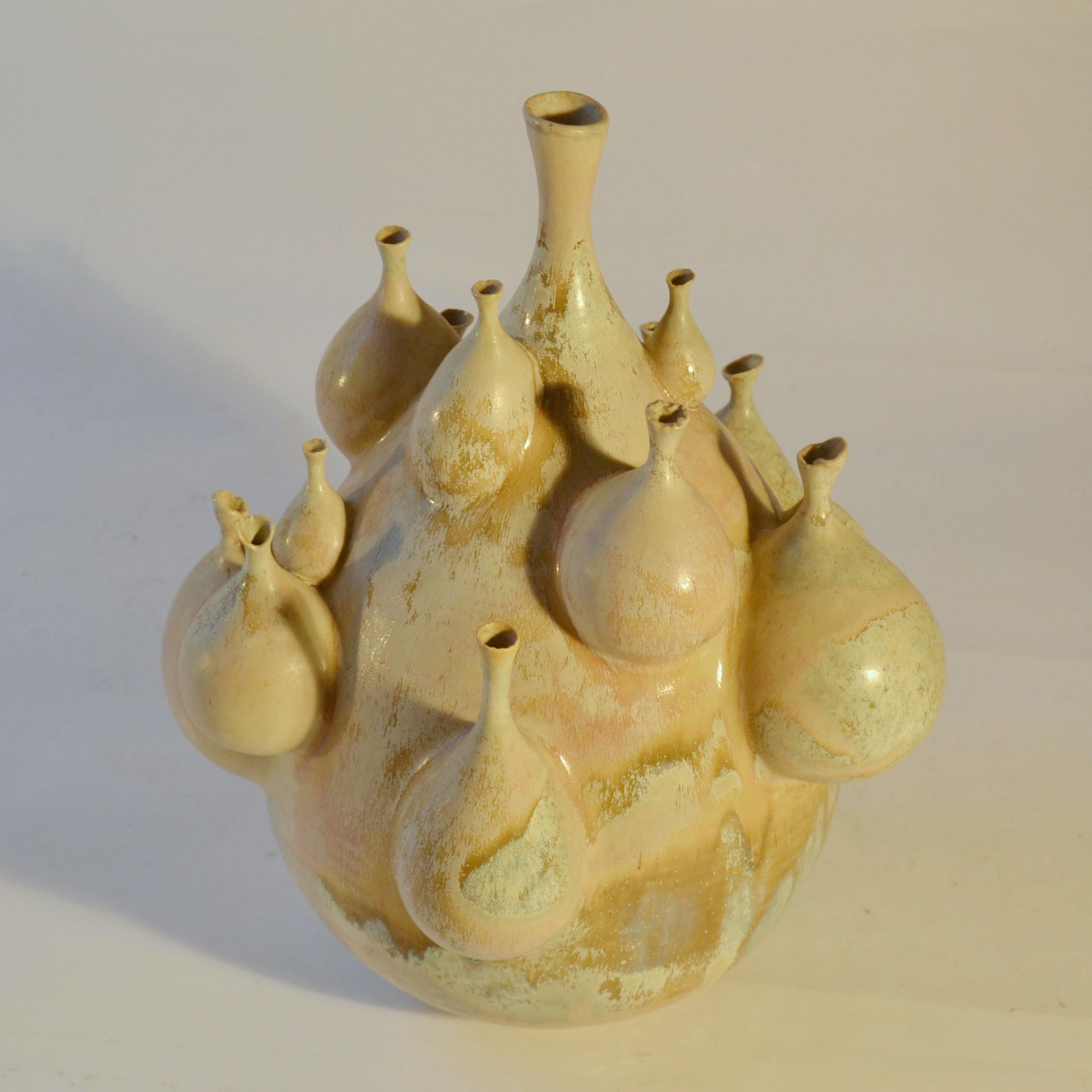 Late 20th Century Sculptural Studio Pottery Vase with by M. Fisher