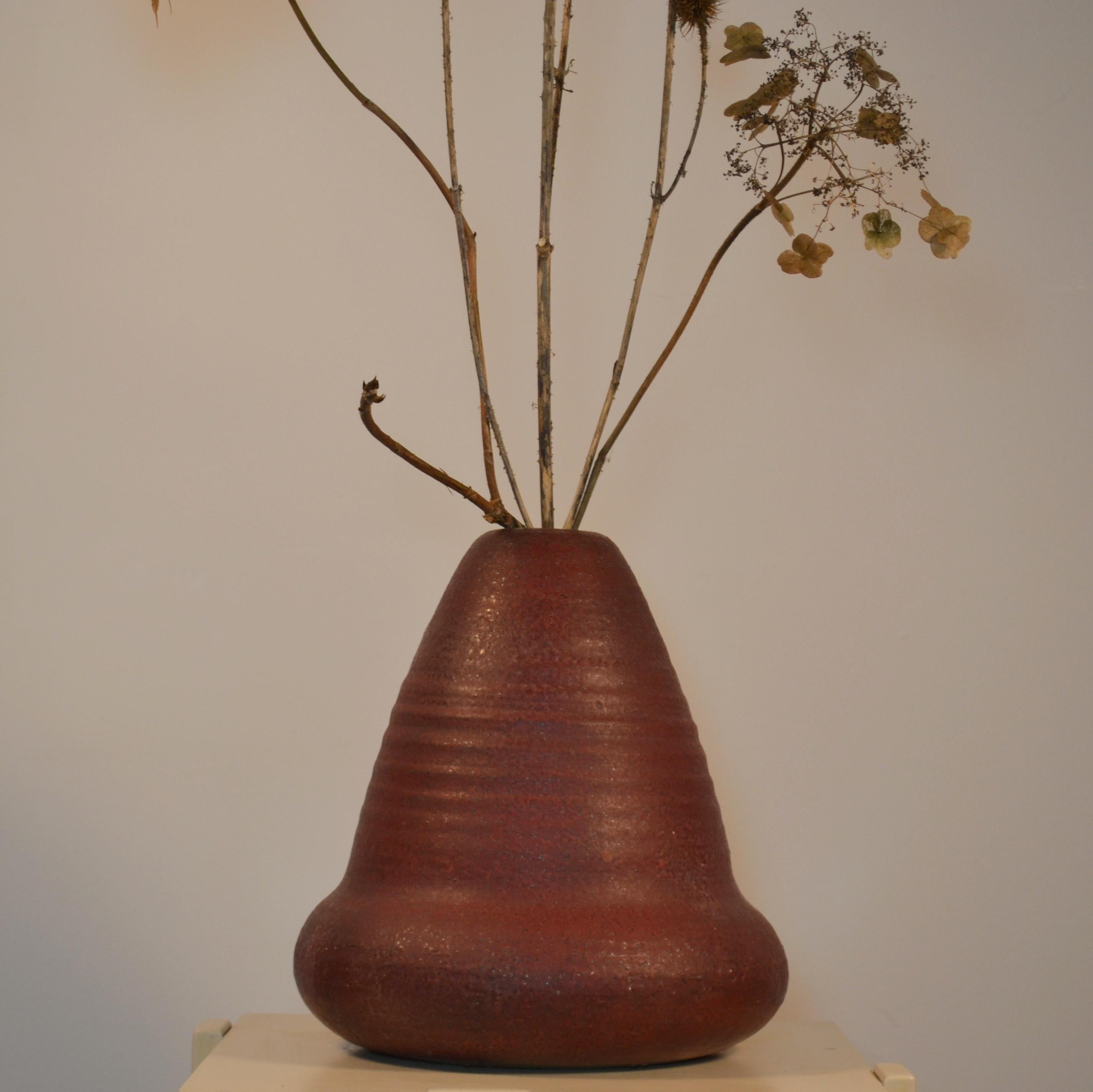 Glazed Sculptural Studio Pottery Vase with Red Earth Tones, Dutch  1960's