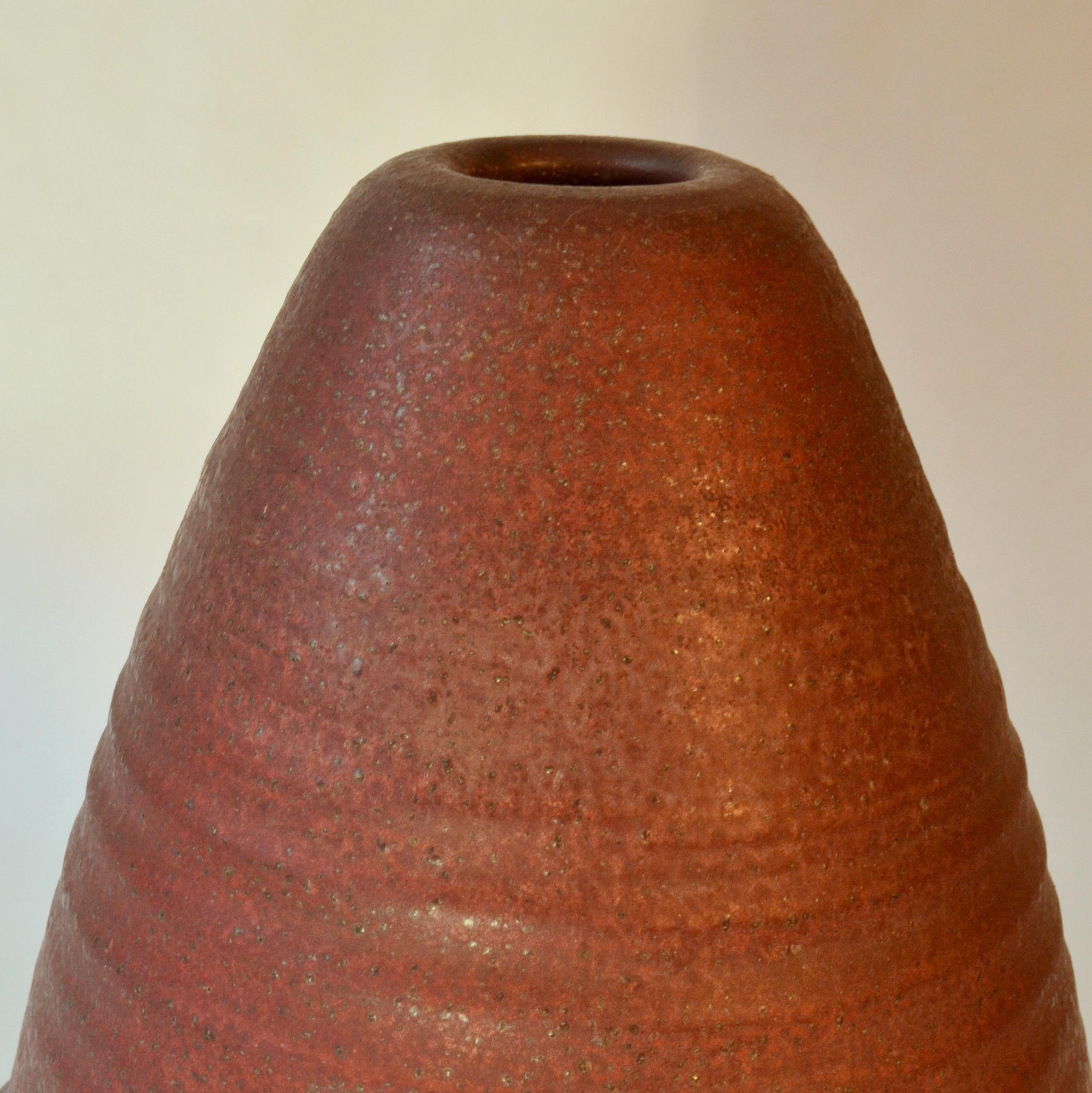 Mid-20th Century Sculptural Studio Pottery Vase with Red Earth Tones, Dutch  1960's