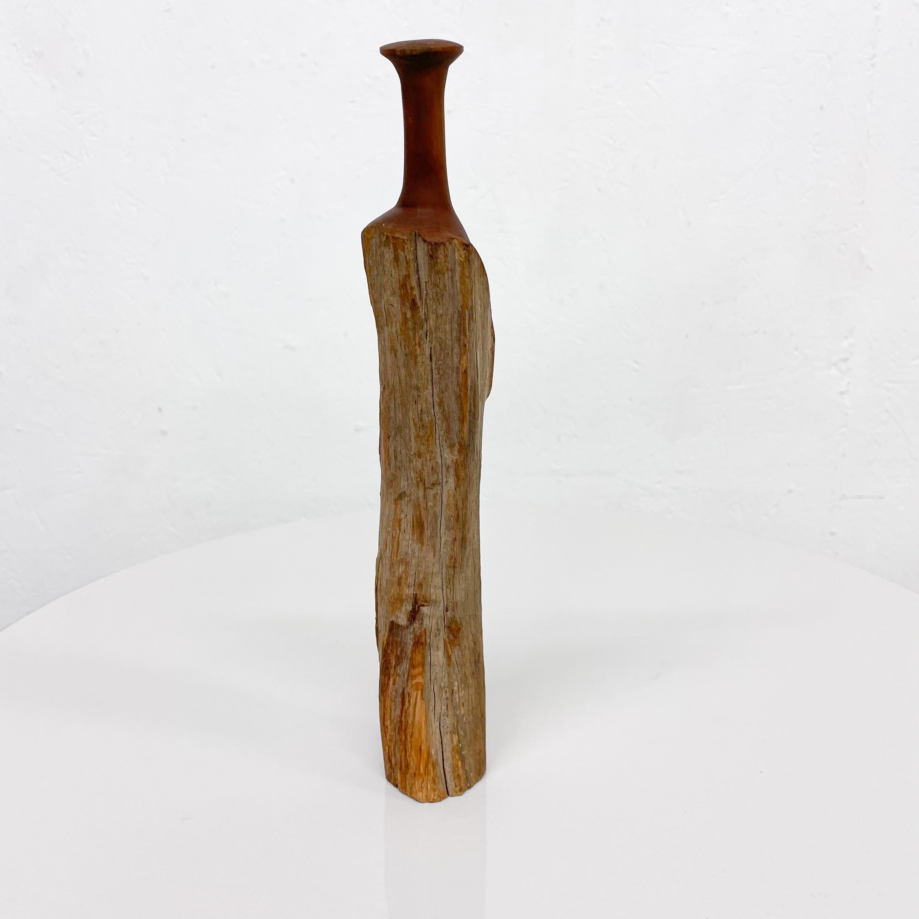 Late 20th Century 1970s Sculptural Studio Bud Vase Rustic Wood Weed Pot For Sale