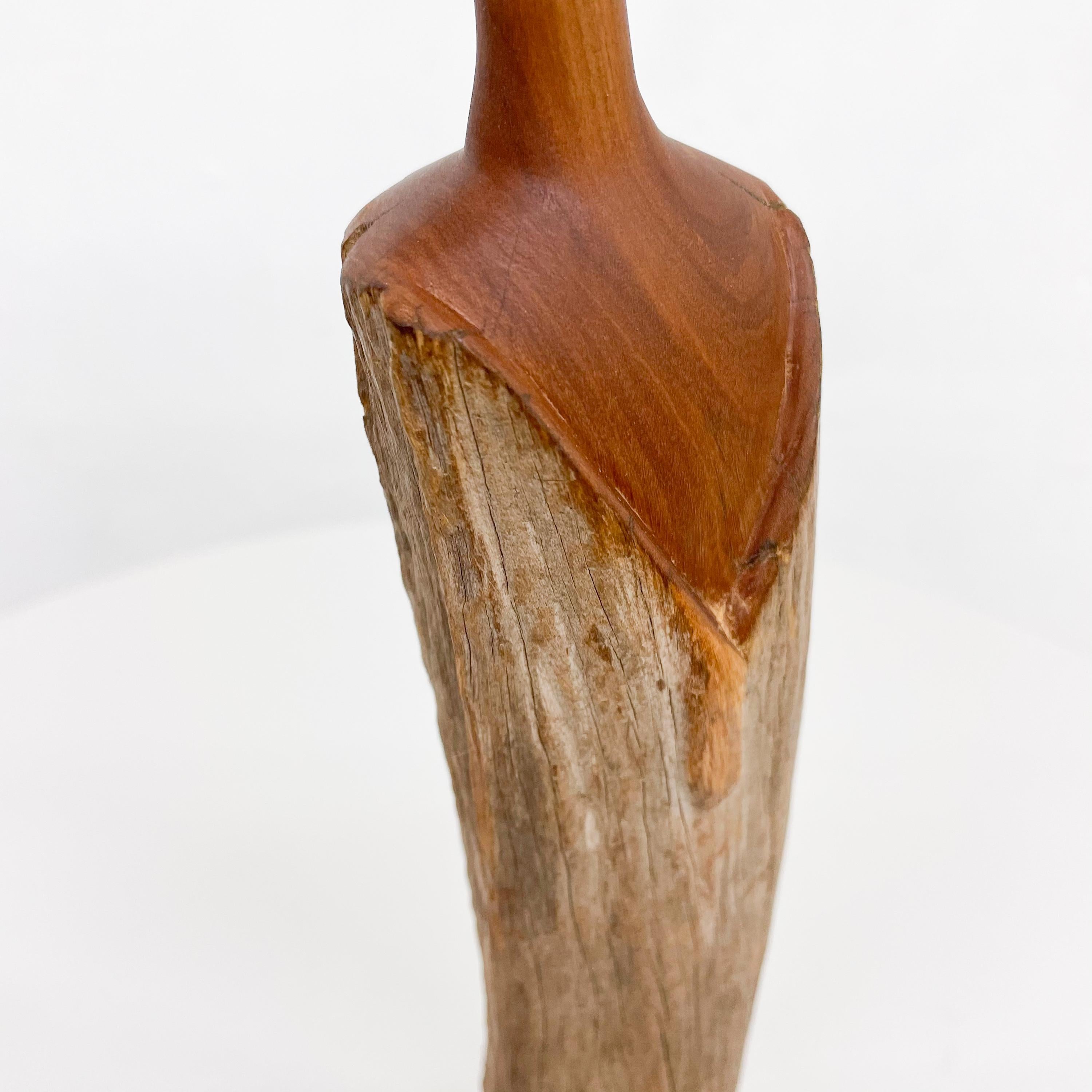 1970s Sculptural Studio Bud Vase Rustic Wood Weed Pot For Sale 3
