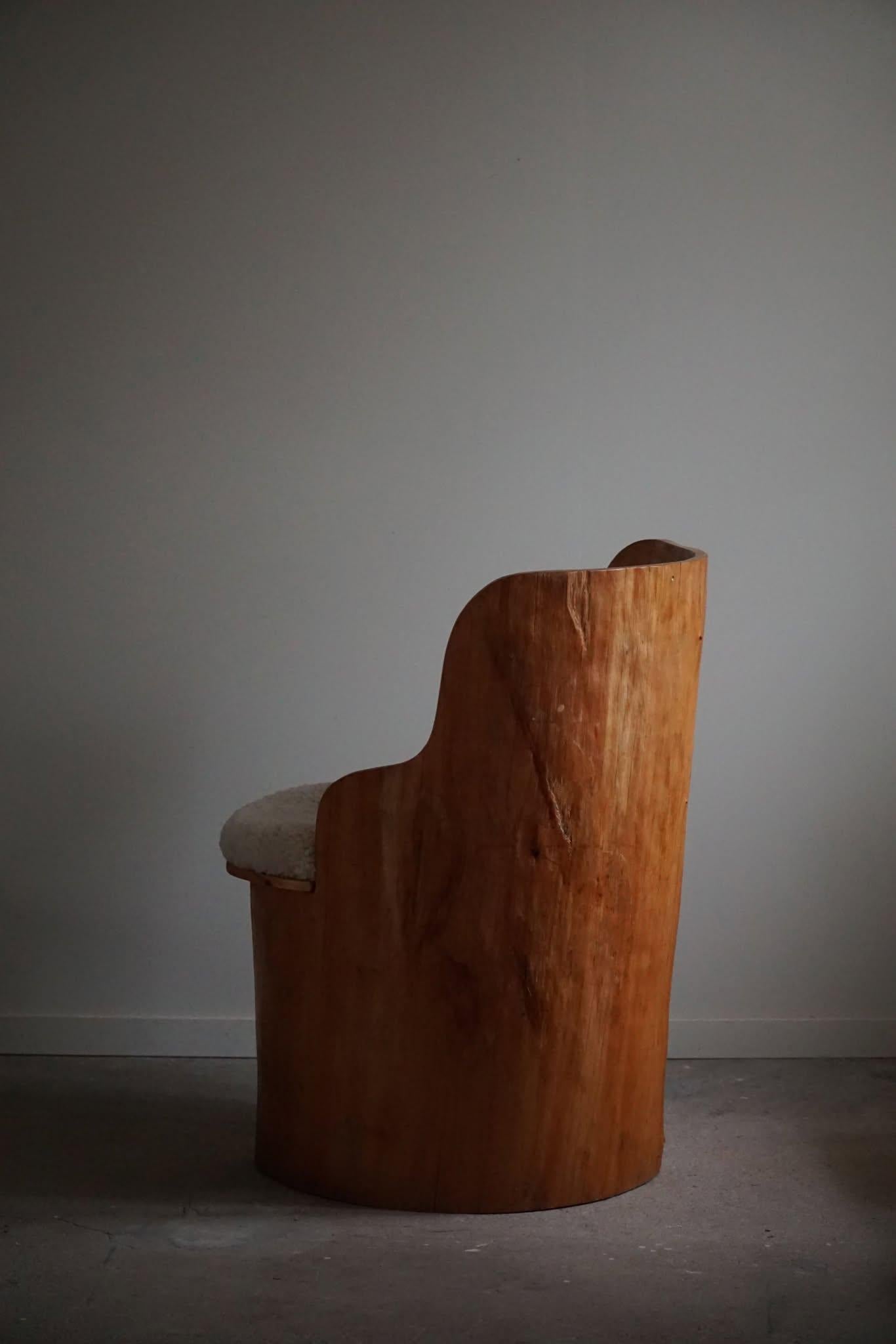 Sculptural Stump Chair in Solid Pine, Wabi Sabi, Swedish Mid Century, 1960s 4
