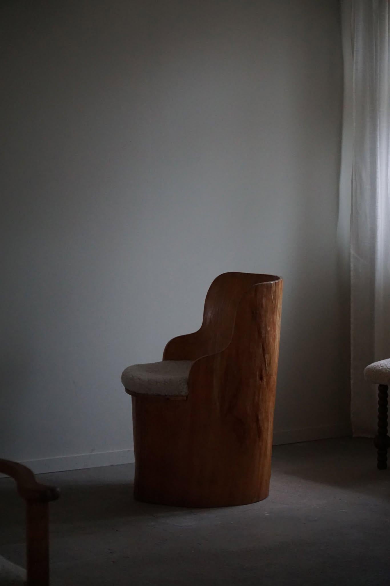 Sculptural Stump Chair in Solid Pine, Wabi Sabi, Swedish Mid Century, 1960s 5