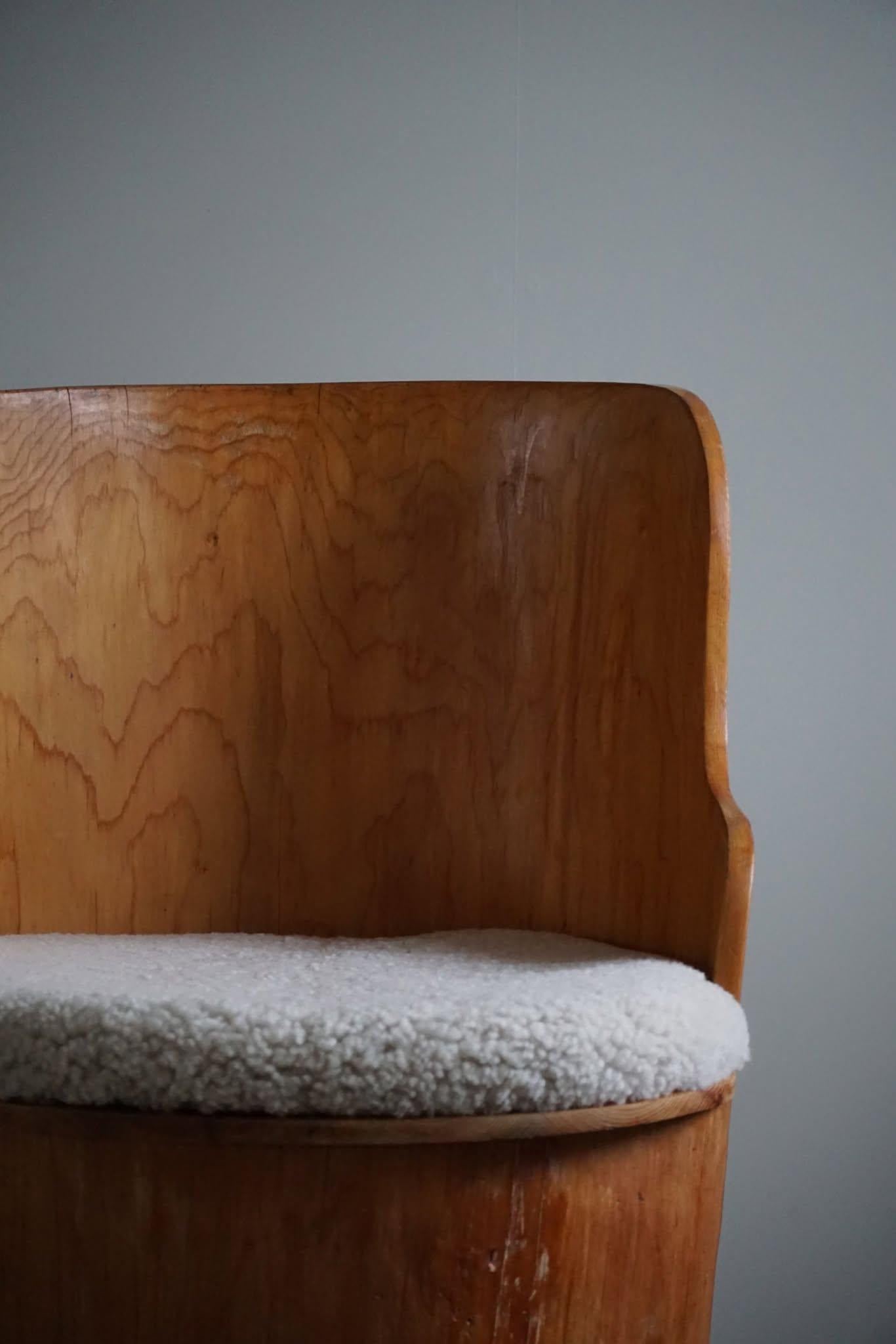 Sculptural Stump Chair in Solid Pine, Wabi Sabi, Swedish Mid Century, 1960s 2