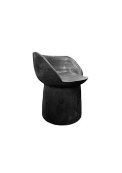 Sculptural Suar Wood Chair Burnt Finish, Modern Organic