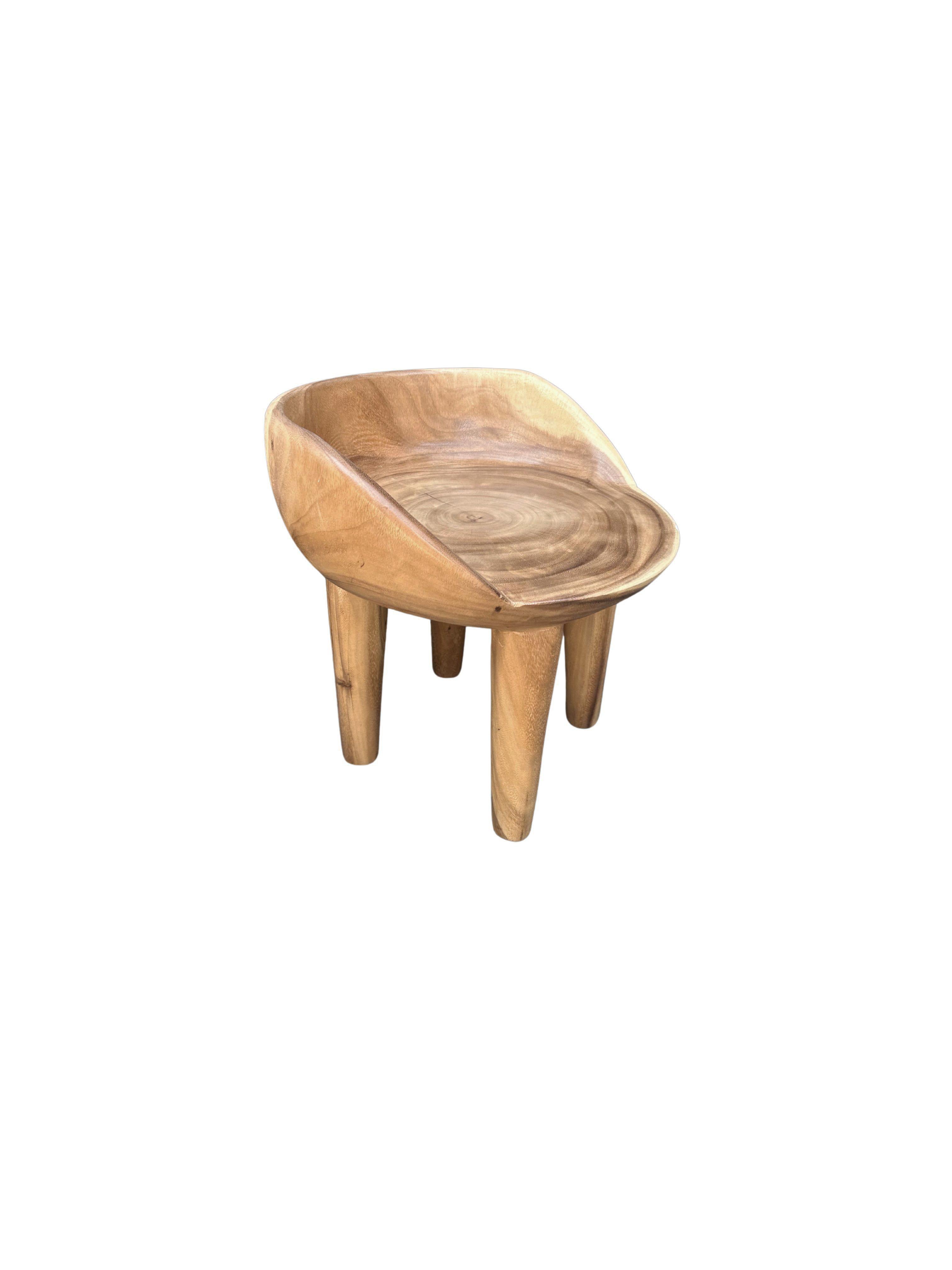 Indonesian Sculptural Suar Wood Chair Modern Organic For Sale