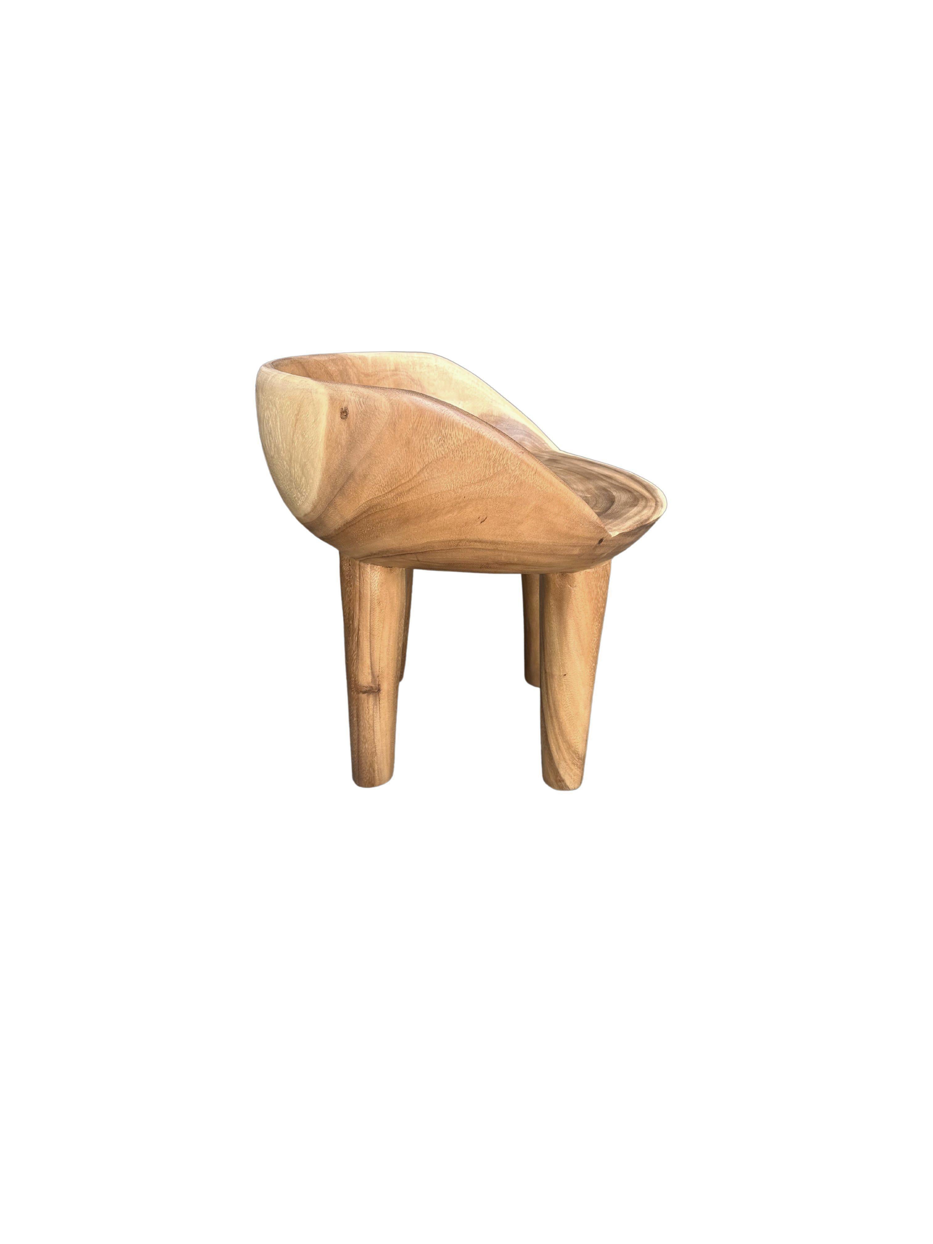 Hand-Crafted Sculptural Suar Wood Chair Modern Organic For Sale