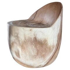 Sculptural Suar Wood Chair with Stunning Wood Textures, Natural Finish