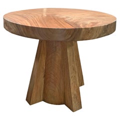Sculptural Suar Wood Round Table