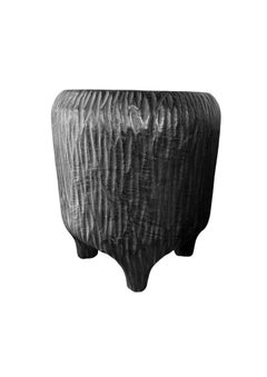 Sculptural Suar wood Side Table, Burnt Finish Modern Organic