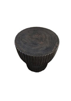 Sculptural Suar wood Side Table, Espresso Finish Modern Organic