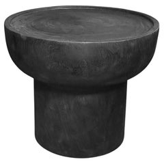 Sculptural Suar Wood Side Table, Hand-Crafted Modern Organic, Burnt Finish