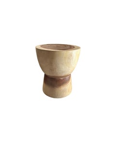 Sculptural Suar Wood Side Table, Hand-Crafted Modern Organic
