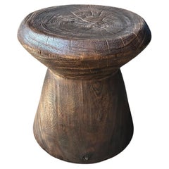 Sculptural Suar Wood Side Table, Hand-Crafted Modern Organic