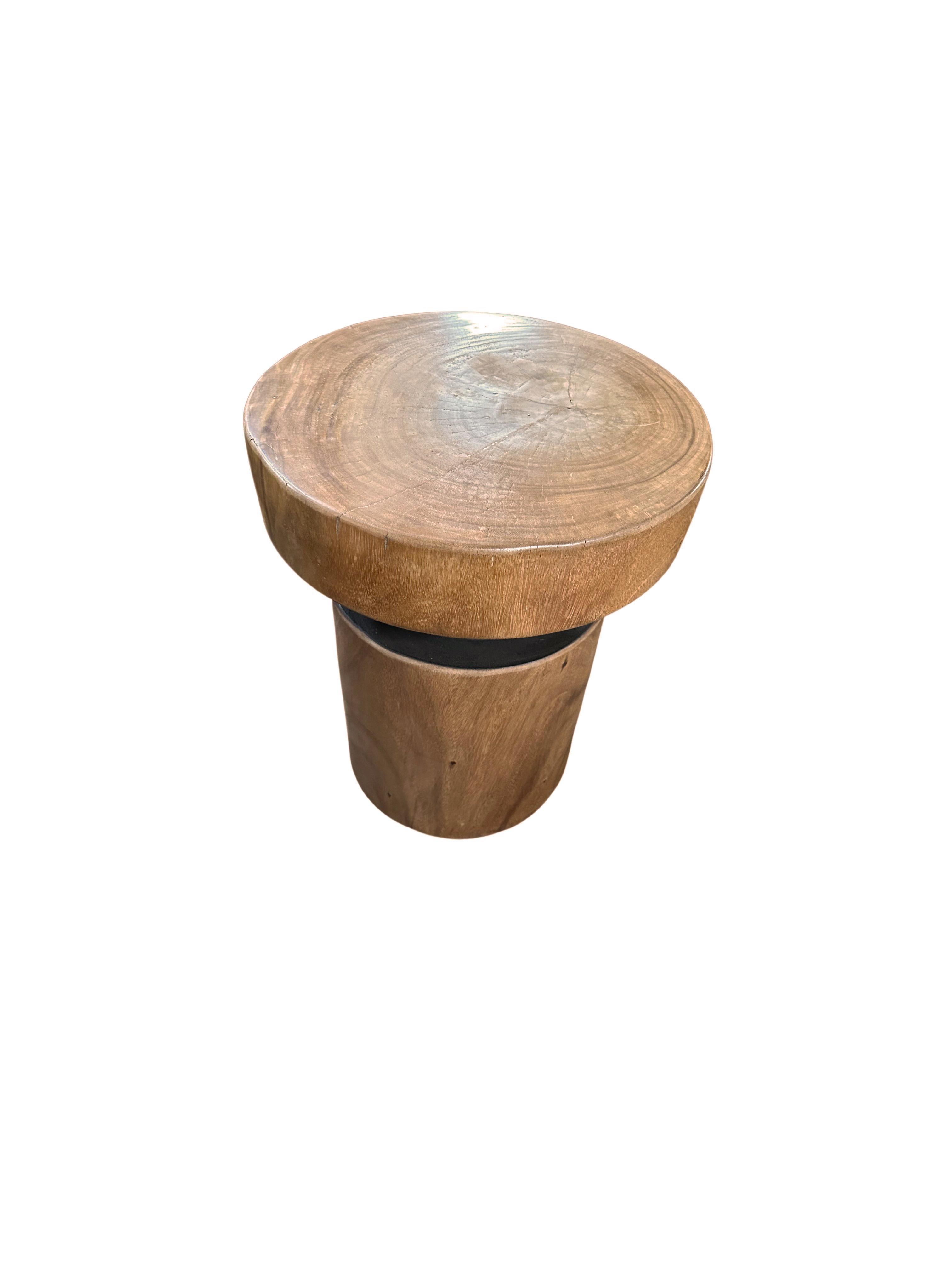 Organic Modern Sculptural Suar Wood Side Table, with Stunning Wood Textures, Modern Organic For Sale