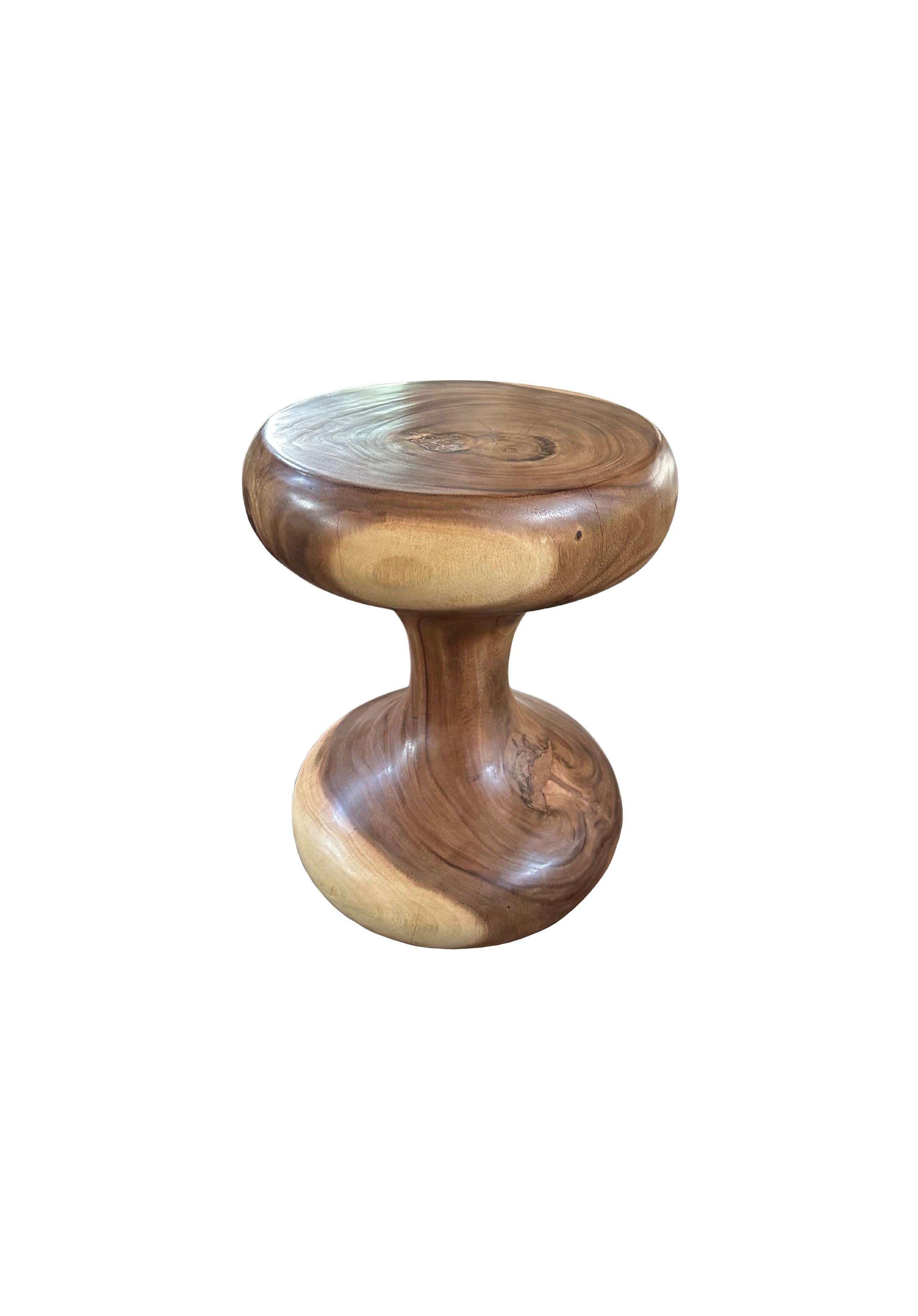 Indonesian Sculptural Suar Wood Side Table, with Stunning Wood Textures, Modern Organic For Sale