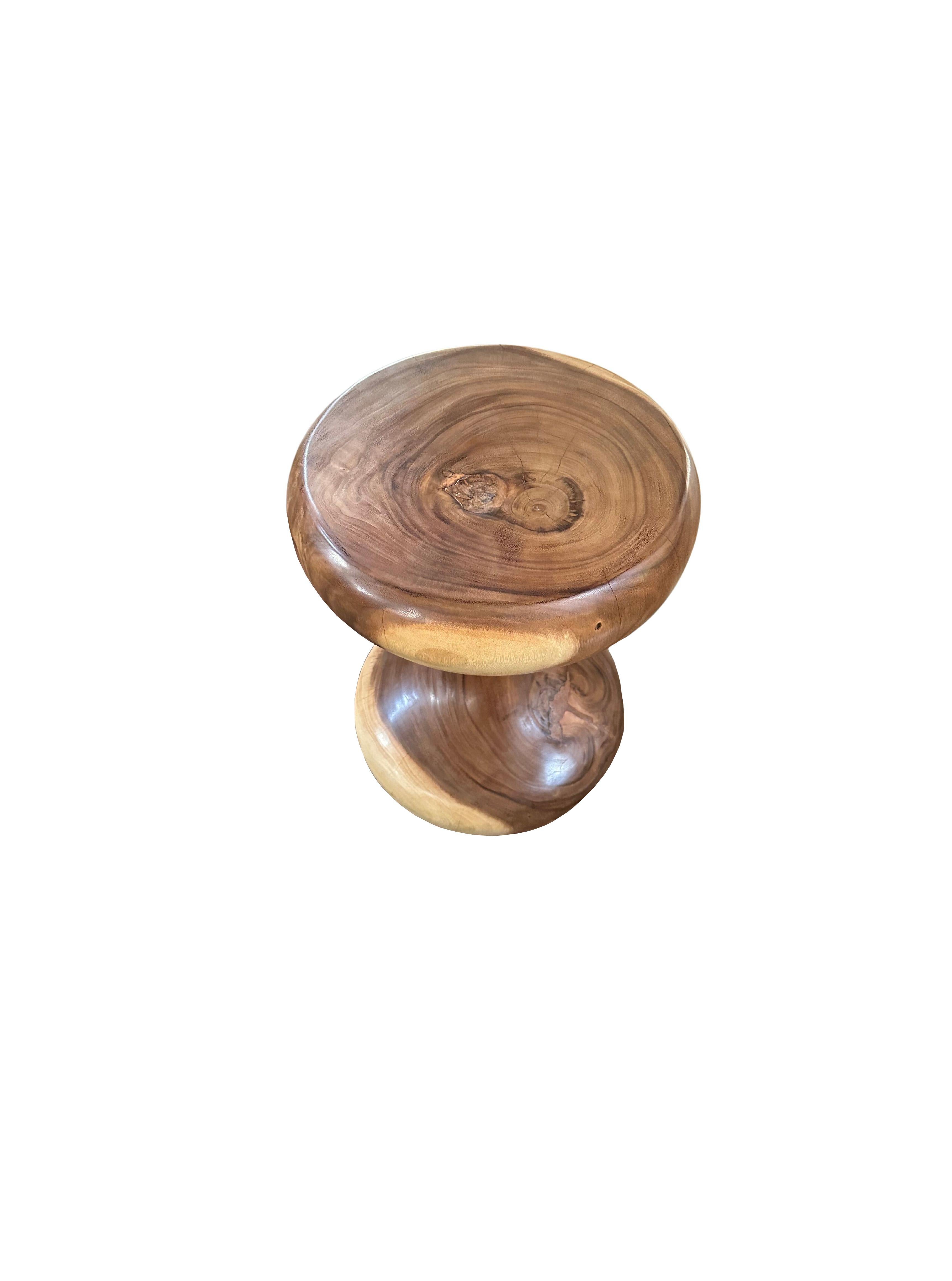 Hand-Crafted Sculptural Suar Wood Side Table, with Stunning Wood Textures, Modern Organic For Sale