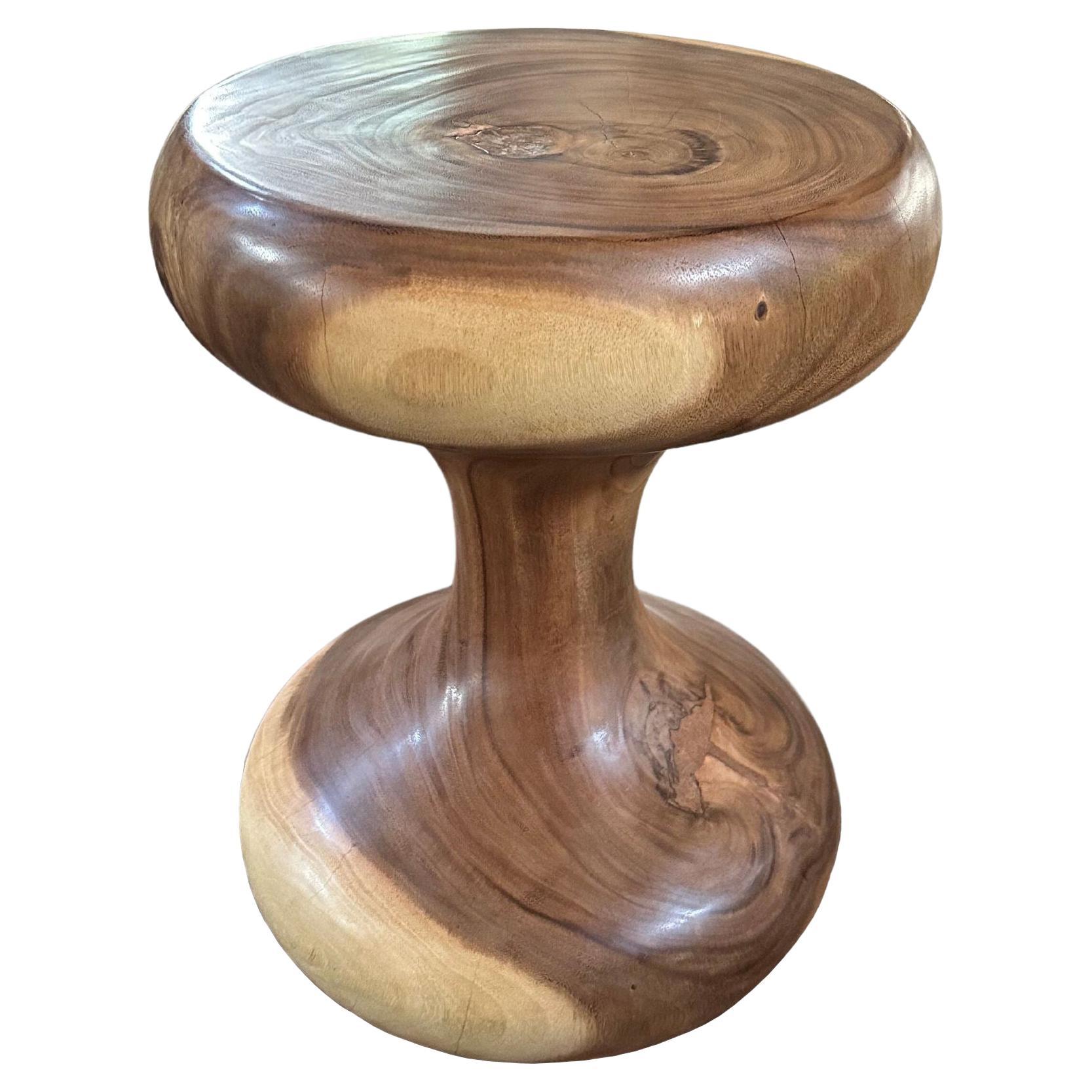 Sculptural Suar Wood Side Table, with Stunning Wood Textures, Modern Organic For Sale
